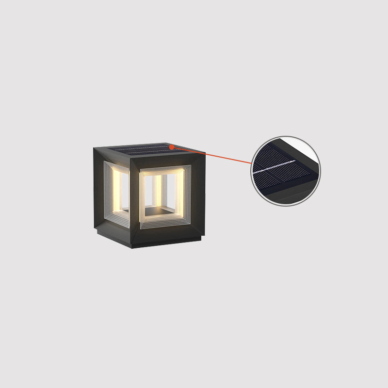 Solar Powered LED Light Cube Outdoor Post Light - Waterproof & Durable for Garden, Pathway, and Patio Lighting