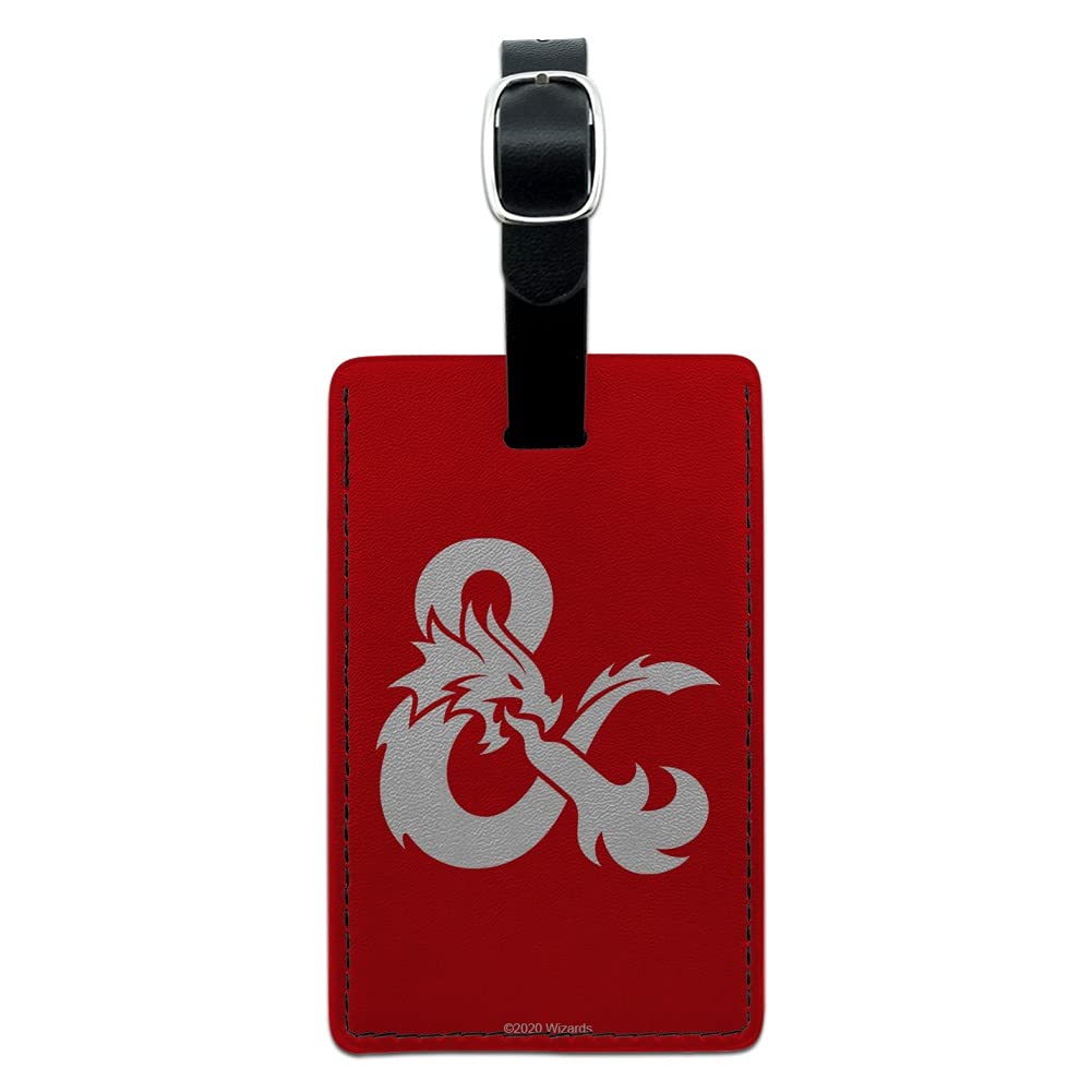Dungeons & Dragons Leather Luggage Tag - Rectangle Ampersand Design for Carry-On Bags, Suitcases & Backpacks | Perfect for Travel, Conventions & Gaming Events