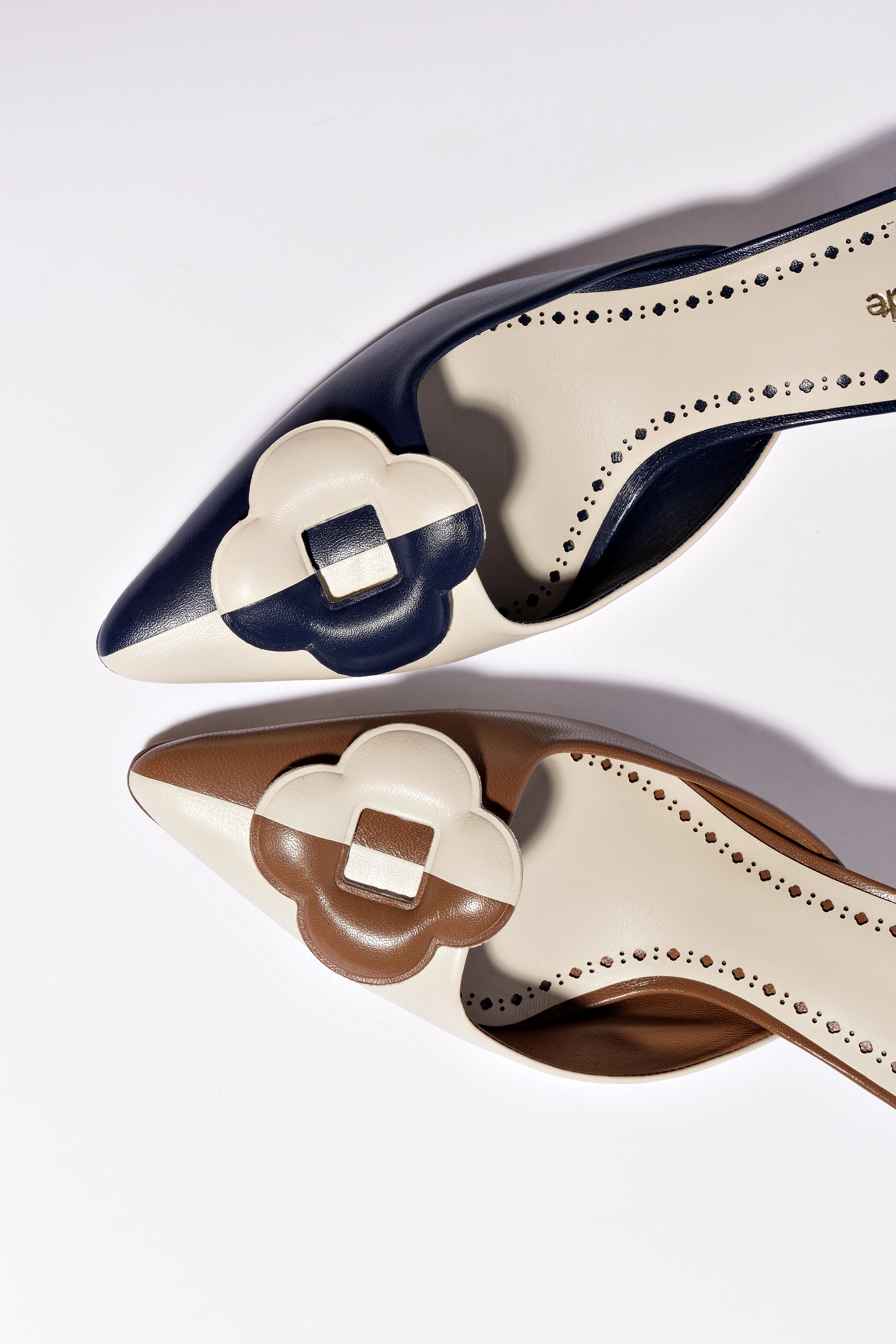 Flora Pump in Caramel & Ivory Leather - Women's Comfortable Heels for Work, Party & Wedding | Fashionable Dress Shoes for Office & Special Occasions