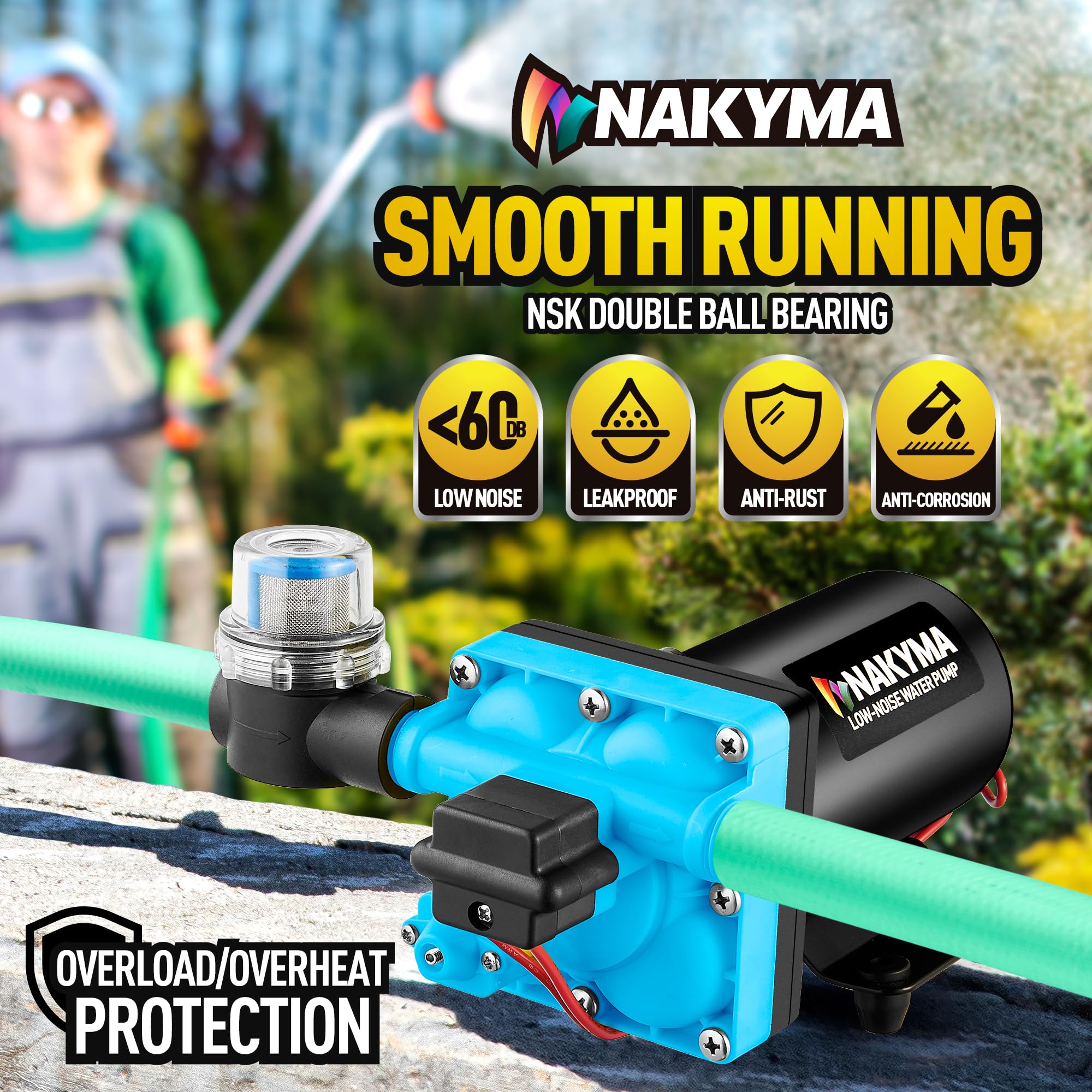 12V RV Water Pump 6.0 GPM 70 PSI High Pressure with Auto Switch - Fresh Water Pump for RV, Marine, Camping, Yacht & Garden Irrigation - Perfect for Off-Grid Living & Outdoor Adventures
