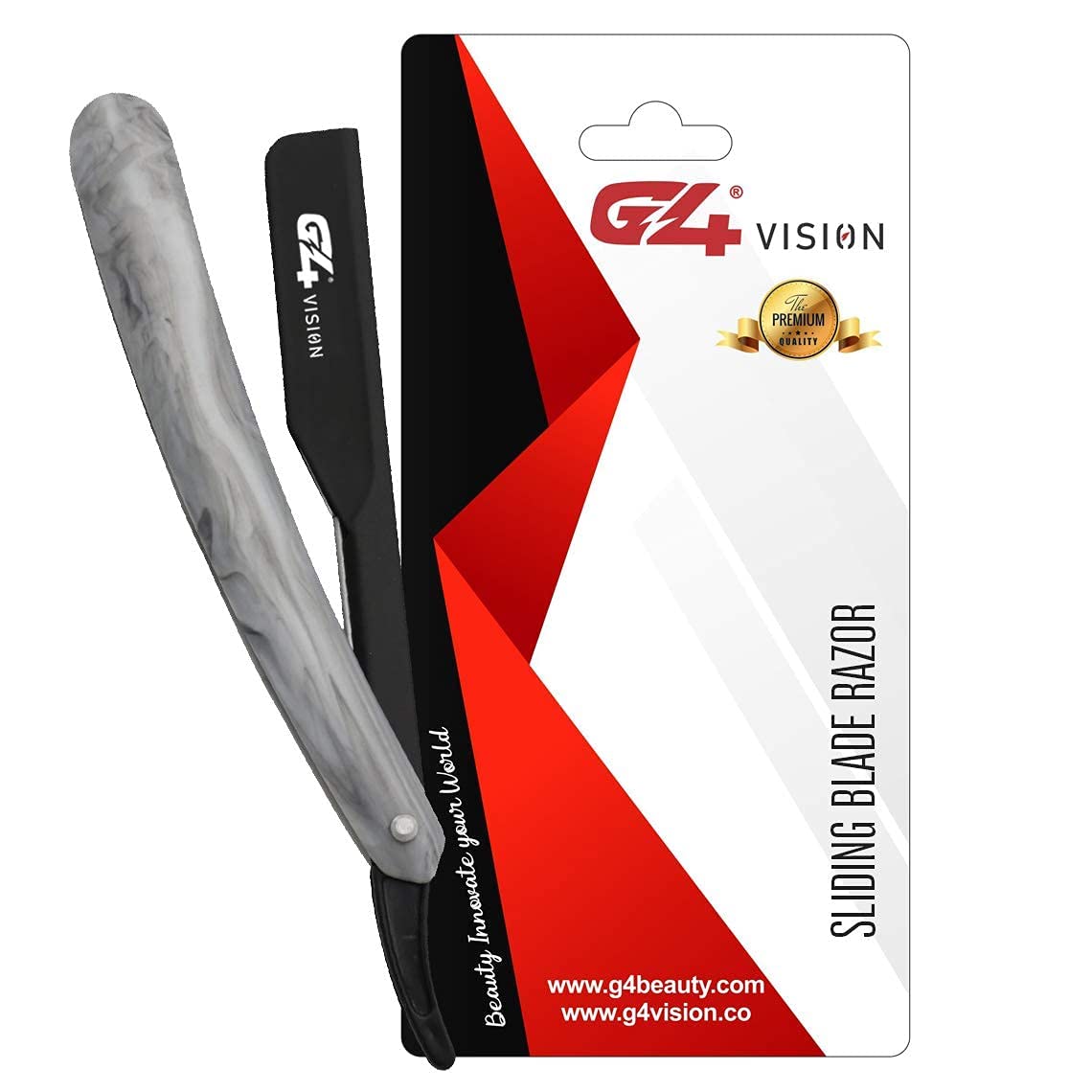 G4 Vision Professional Straight Razor - Stainless Steel Barber Shaving Razor with 100 Single Edge Blades for Men | Perfect for Precision Shaving & Beard Grooming at Home or Salon