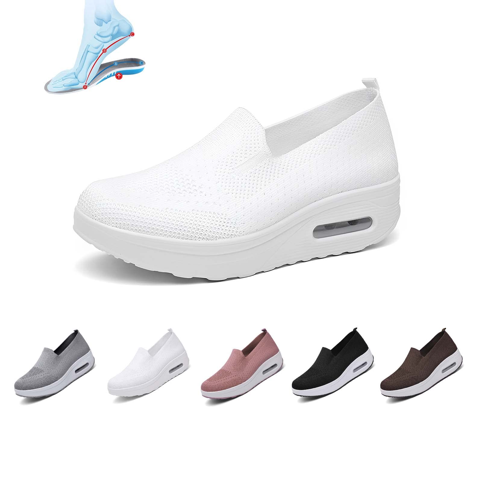 **Women's Orthopedic Sneakers - Breathable Mesh Platform Wedge Slip-On Loafers for Walking | Lightweight & Fashionable | Perfect for Work, Travel & Daily Comfort**