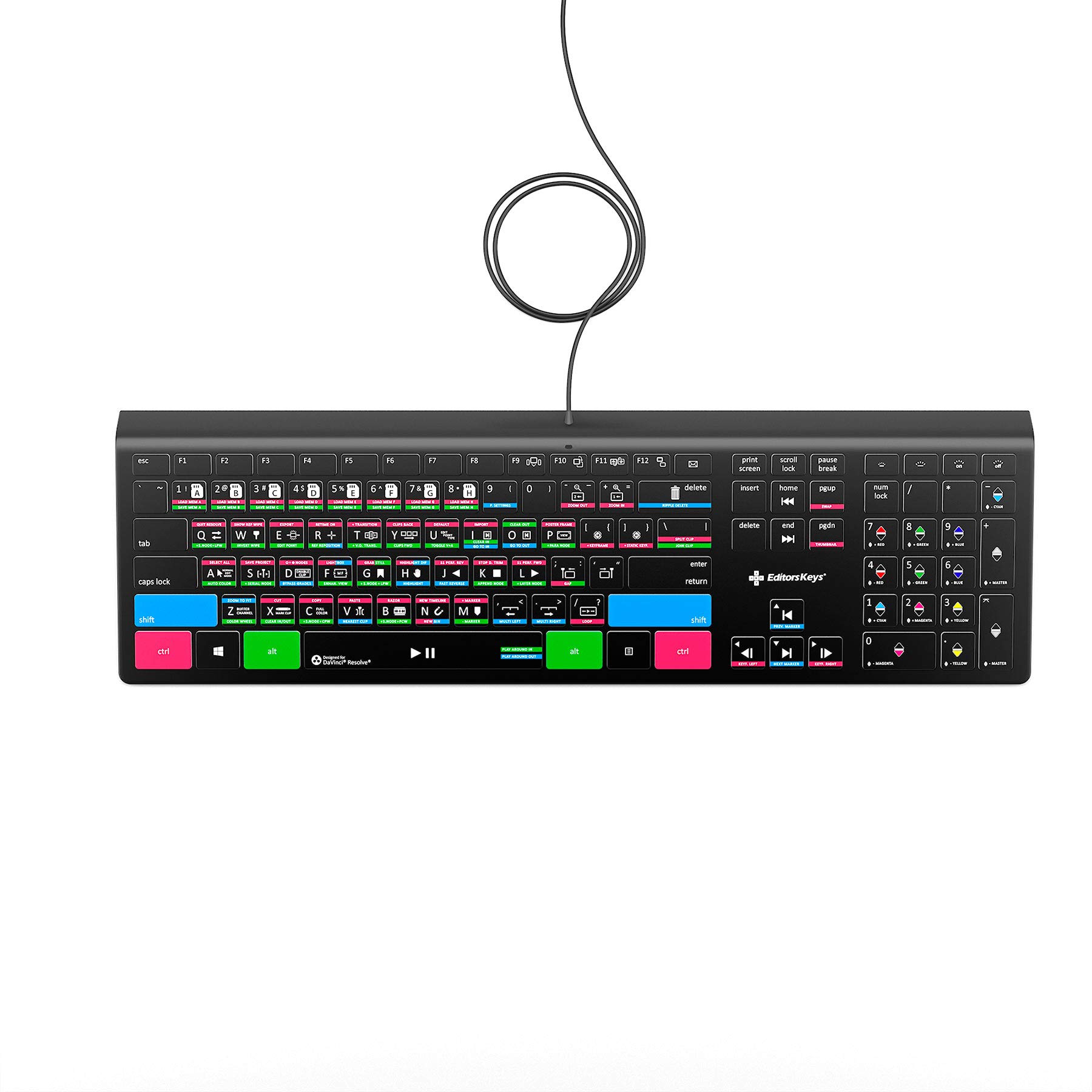 Blackmagic DaVinci Resolve Shortcut Keyboard for PC - Professional Backlit Editing Keyboard with Customizable Keys | Perfect for Video Editors, Color Grading & Post-Production Workstations