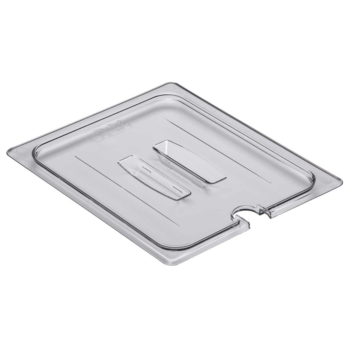 Cambro 20CWCHN135 Clear 1/2 Size Camwear Notched Food Pan Lid with Handle - Perfect for Commercial Kitchens, Buffets, and Food Storage