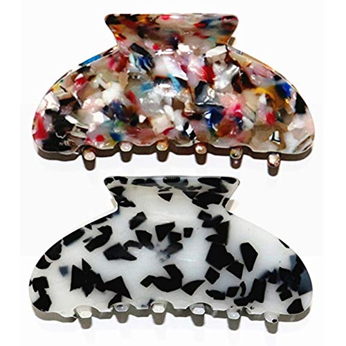 Boxoon 2PCS Leopard Print Hair Clips - Fashion French Hair Claws for Women, Non-Slip Bath & Shower Hair Accessories, Korean Style Hair Clips for Party, Wedding, Daily Use