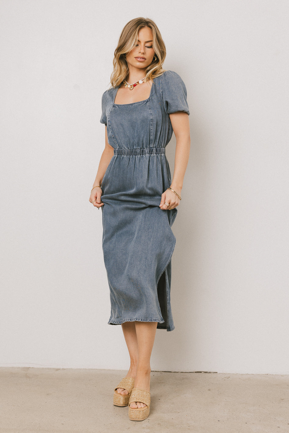 Gael Denim Maxi Dress for Women - Long Flowy Denim Dress with Pockets, Casual Boho Style, Perfect for Summer, Beach, and Outdoor Events