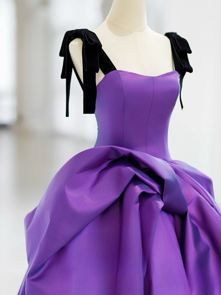 Elegant A-Line Sweetheart Neck Satin Purple Long Prom Dress | Formal Evening Gown for Homecoming, Ball & Special Occasions