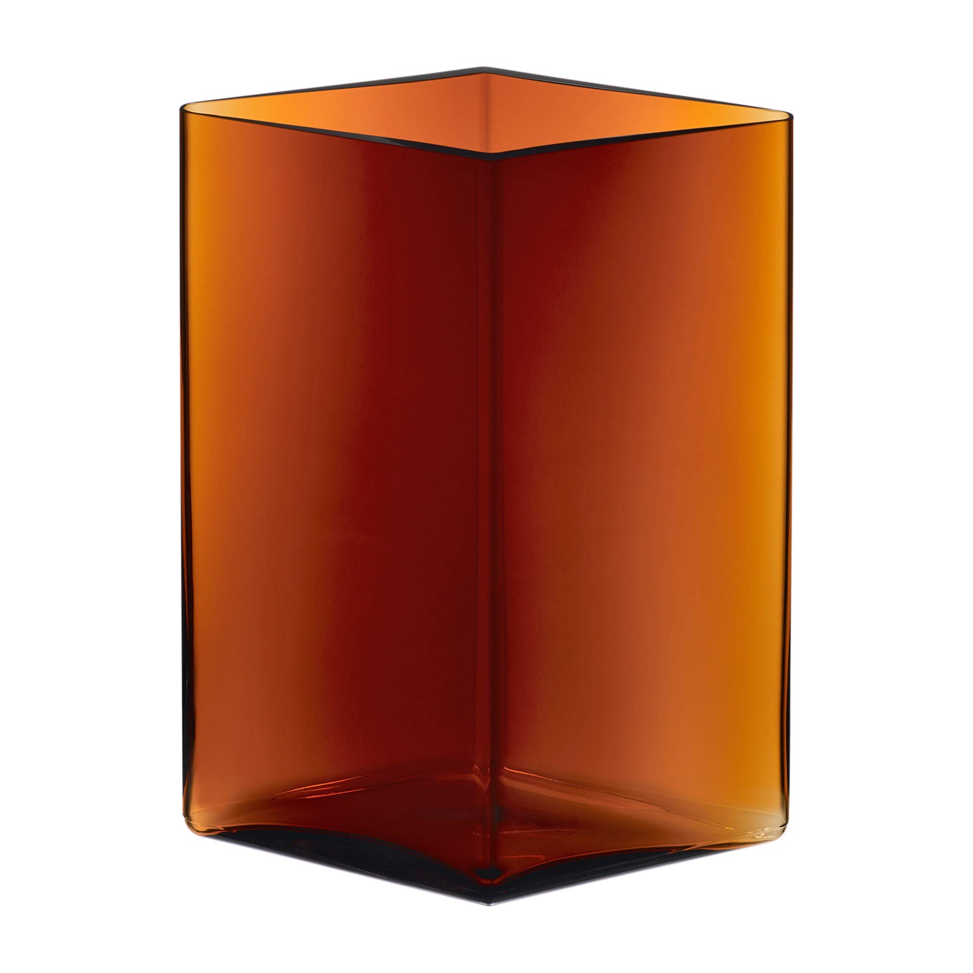 Iittala Ruutu Vase 8.1 x 10.6 Inches Copper - Modern Scandinavian Glass Vase for Home Decor, Wedding Centerpiece & Luxury Gift (Model 1015593)