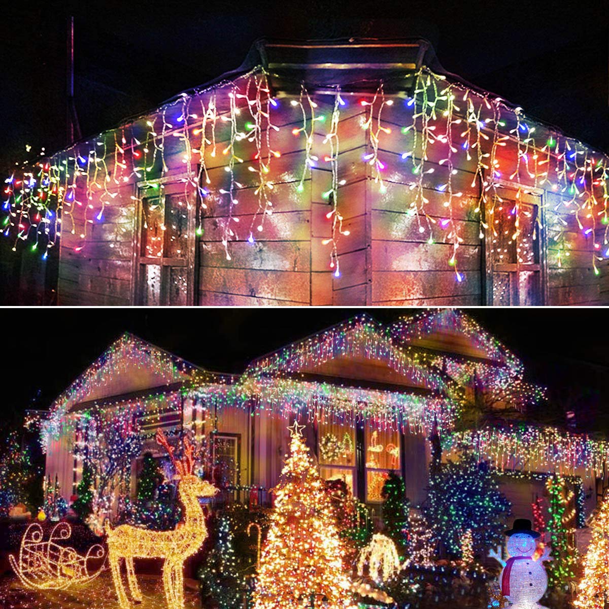 Homeleo 400 LED Multicolor Icicle Christmas Lights - 75 Drops Waterfall Curtain String Lights with Remote Control for Indoor/Outdoor Holiday Decor - Perfect for House Eaves, Balcony, Wall, Stairs, Window & Bedroom Decoration | Christmas Party, Winter Wedding, New Year Celebration