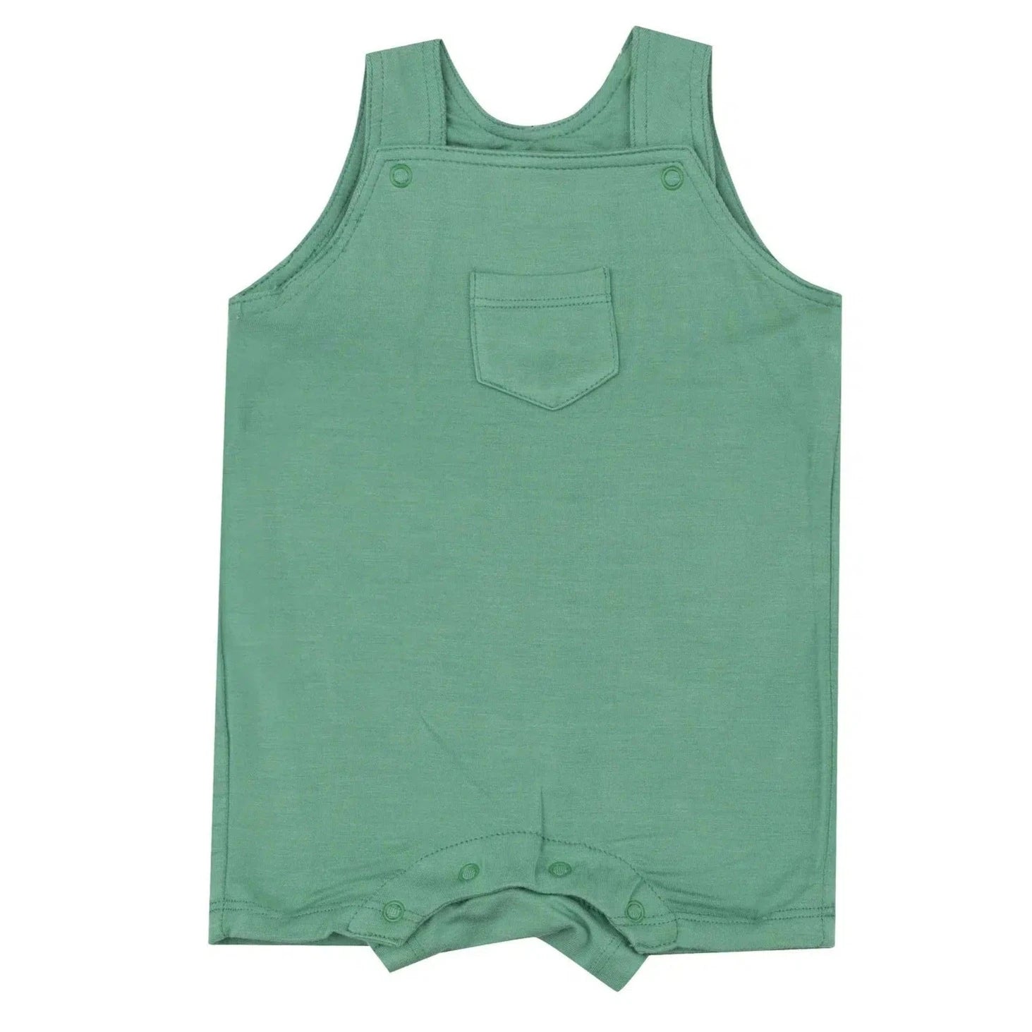 Angel Dear Bamboo Overall Shortie Romper - Soft Organic Baby Jumpsuit, Malachite Green | Perfect for Summer Outfits, Playdates & Photo Shoots