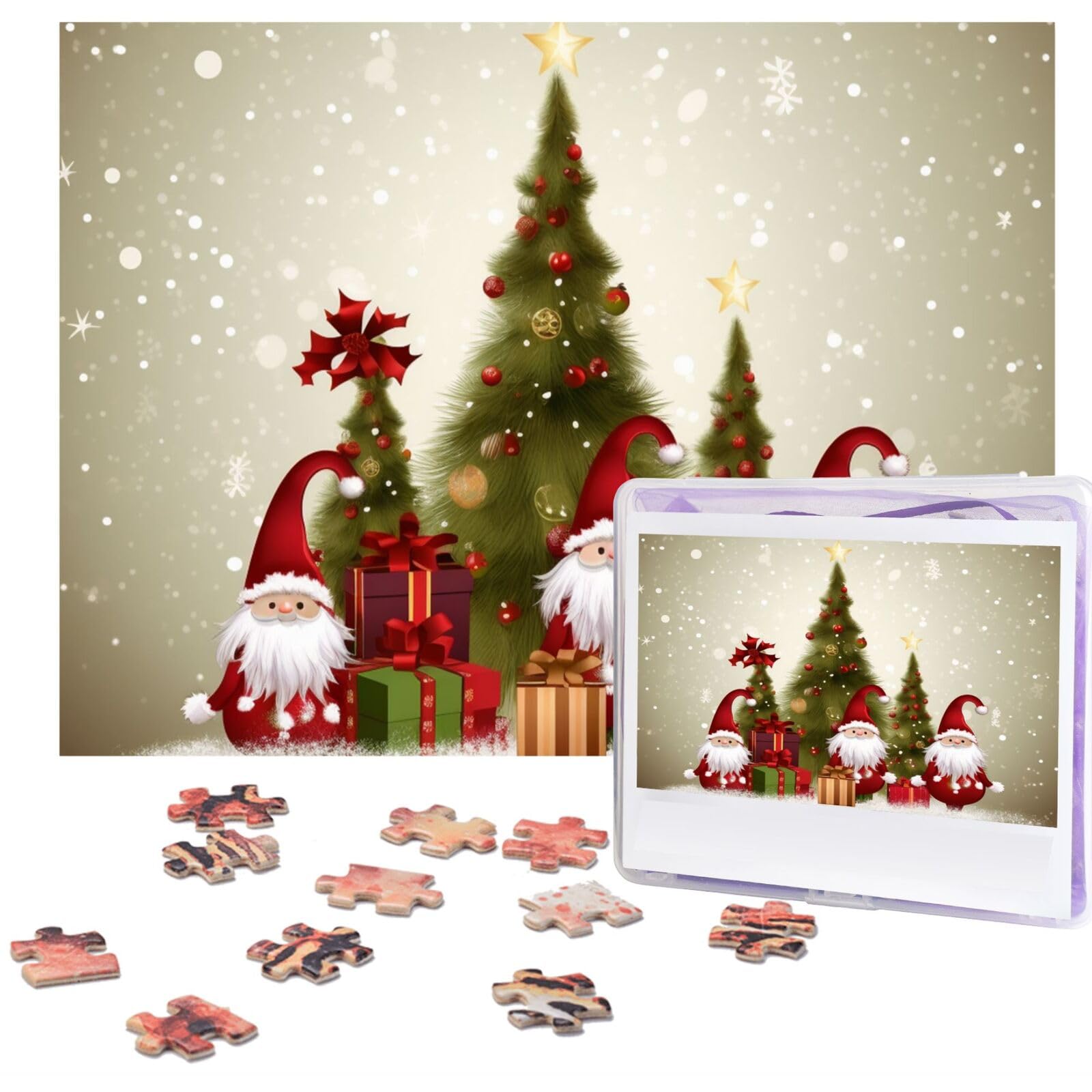 500-Piece Merry Christmas Jigsaw Puzzle - Personalized Wooden Photo Puzzle for Adults & Families - Classic 20.4