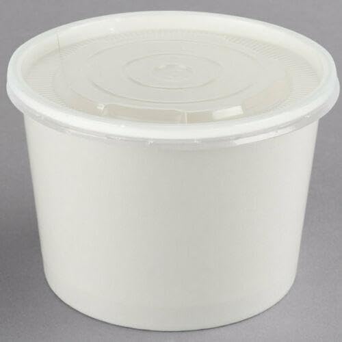250 Pack 12oz White Paper Deli Containers with Clear PP Plastic Lids - Food Storage Containers for Ice Cream, Yogurt, Takeout & Meal Prep | BPA-Free, Leak-Proof, Microwave Safe
