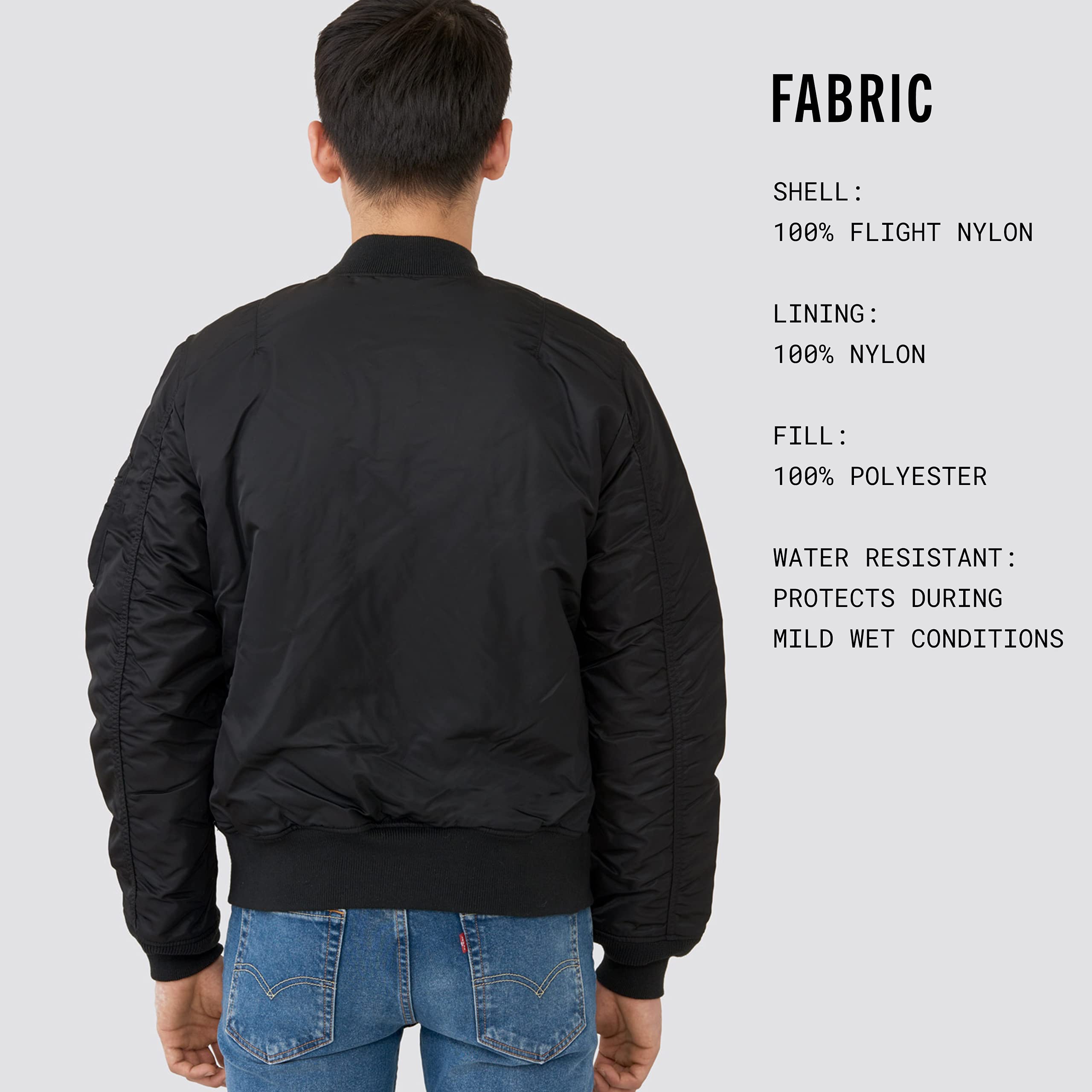 Alpha Industries MA-1 Slim Fit Bomber Flight Jacket for Men - Lightweight Military Pilot Jacket with Water-Resistant Nylon - Perfect for Casual Wear, Street Style & Outdoor Adventures