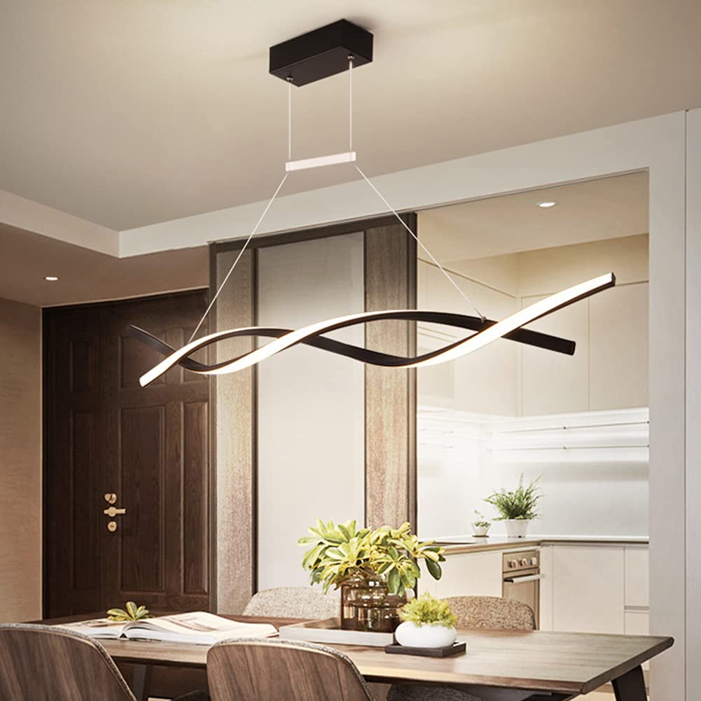 Modern LED Chandelier Light - Dimmable 3000K~6500K with Remote Control, Adjustable Hanging Ceiling Lamp for Dining Room, Living Room, Bedroom, Kitchen & Study | Flush Mount Pendant Lighting for Home Decor & Ambient Lighting