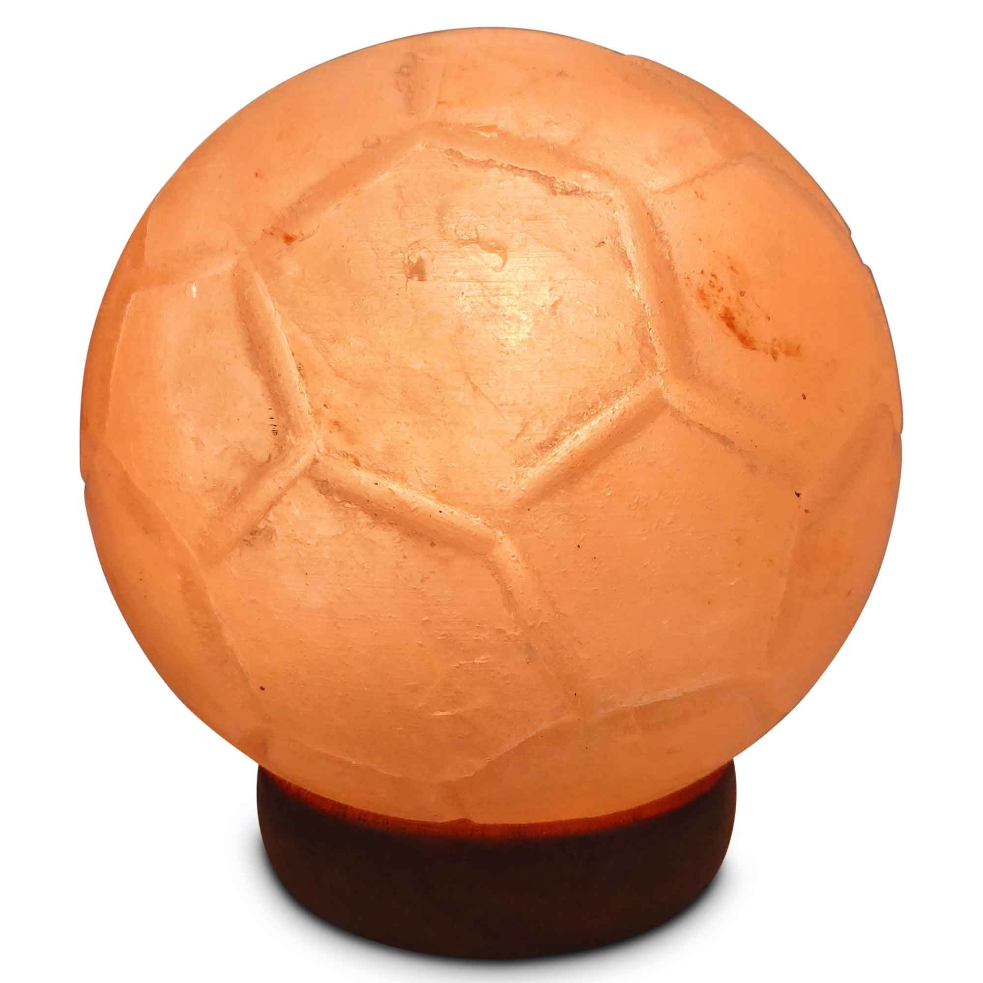 12V 12W Himalayan Pink Salt Lamp - Hand Carved Soccer Ball Shape, Natural Rock Crystal Night Light with On/Off Switch - Perfect for Bedroom, Yoga Room, Meditation Space & Home Decor