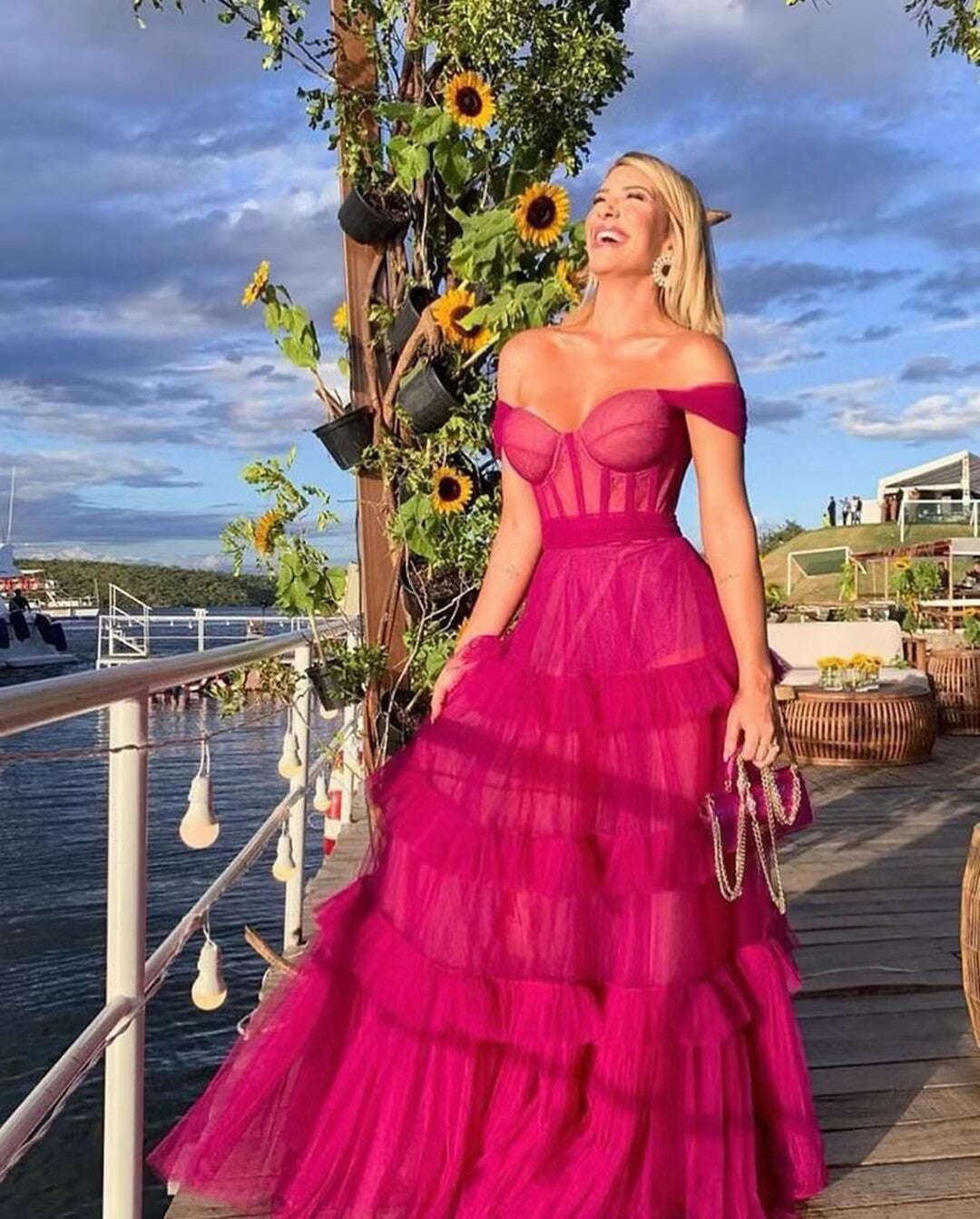 Elegant Off-the-Shoulder Rose Red A-Line Long Prom Dress J2876 - Perfect for Homecoming, Formal Dances & Special Occasions