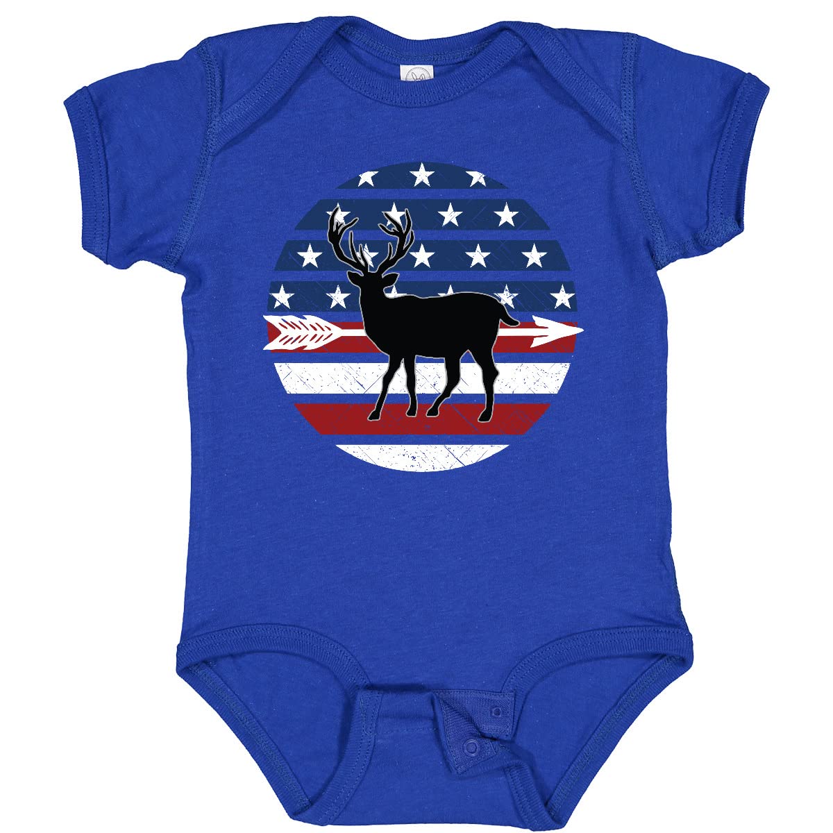 Inktastic Deer Bow Hunting USA Flag Baby Bodysuit - Cute Patriotic Hunting Outfit for Infants & Toddlers - Perfect for Hunting Season, 4th of July & Family Photos