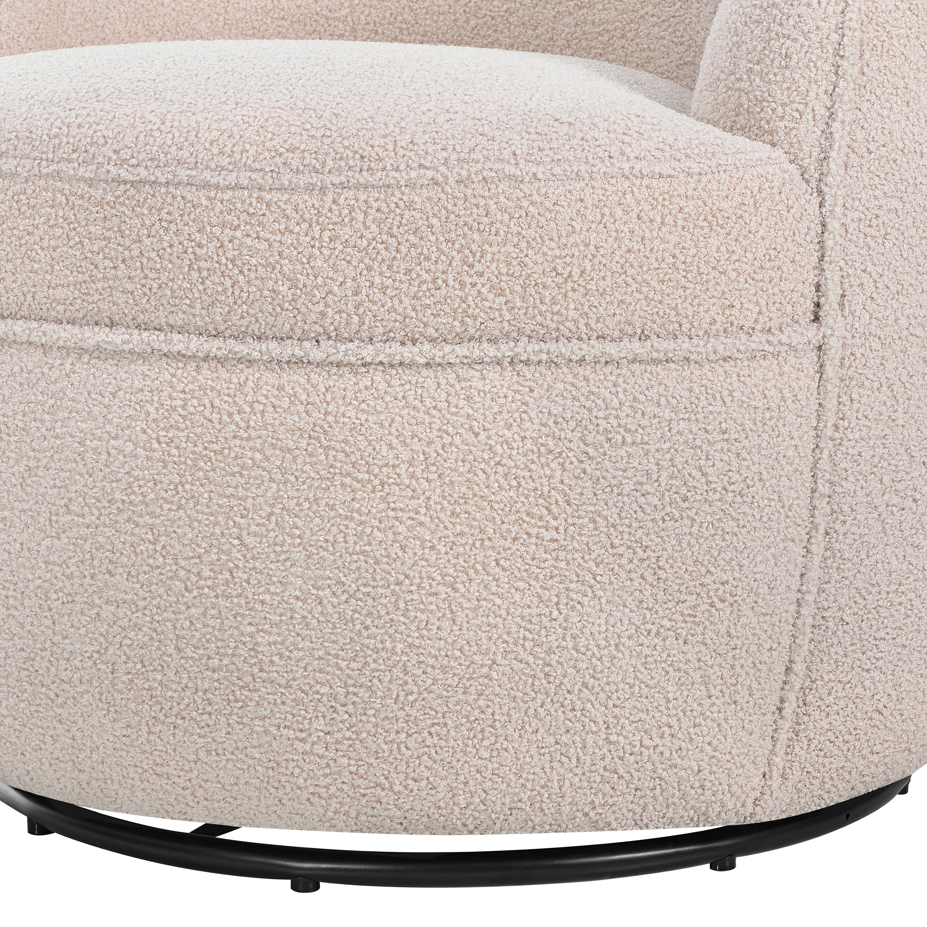 Roundhill Furniture Galleria 360 Swivel Faux Shearling Barrel Chair - Cozy Modern Accent Chair for Living Room, Bedroom & Office - Perfect for Reading, Relaxing & Home Decor