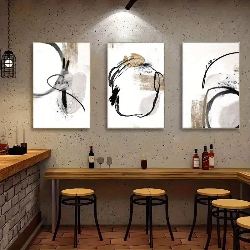 3-Piece Abstract Art Smooth Colors Poster Set - Metal Print Wall Decor for Dorm, Bedroom & Office - Ready to Hang Modern Artwork for Home & Office Decor