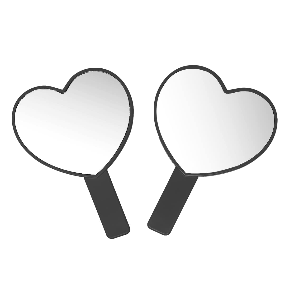 2PCS Heart-Shaped Makeup Mirror - Portable Travel Handheld Cosmetic Mirror with Handle for Women, Black | Perfect for Home, Travel, and Gift Giving