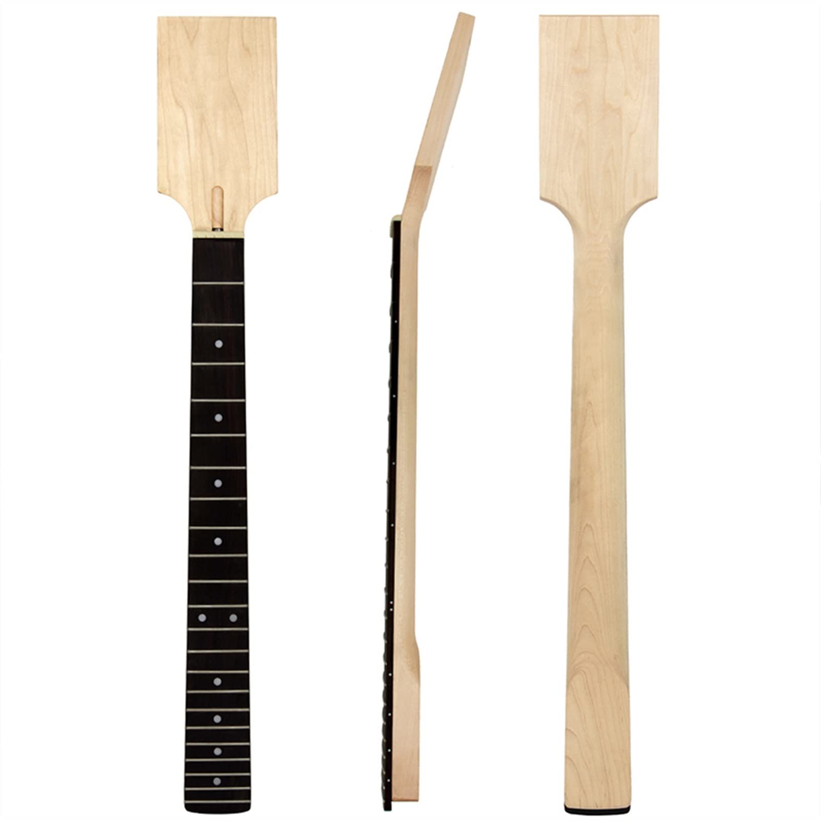 Premium Unfinished Maple & Rosewood Electric Guitar Neck - 22 Frets DIY Replacement Part for Electric Guitars | Perfect for Guitar Repair, Custom Builds, and Upgrades