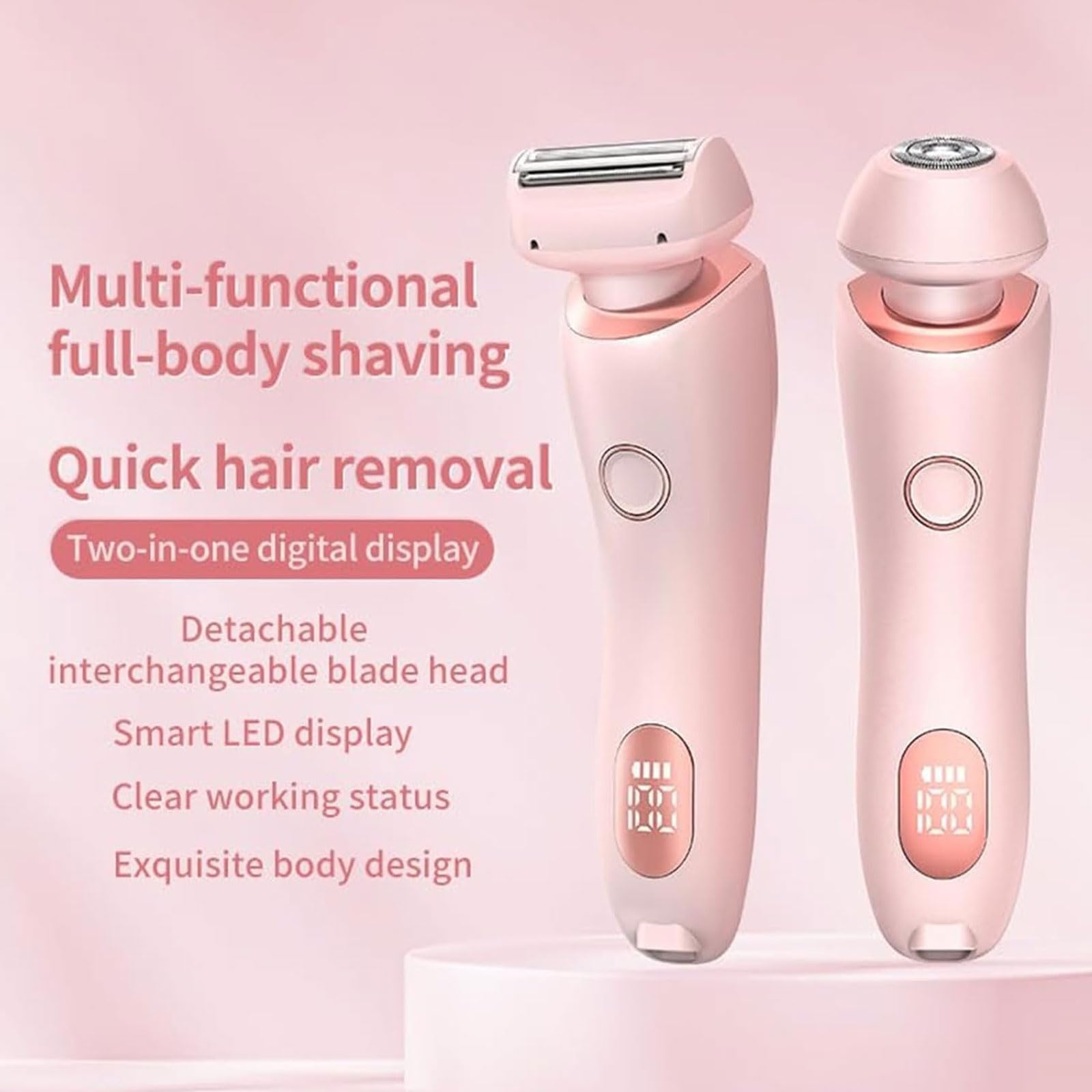 2025 SmoothShave Electric Razor for Women - IPX7 Waterproof Wet & Dry Bikini Trimmer & Pubic Hair Shaver - Dual Blade System for Smooth Shaving at Home, Travel & Gym