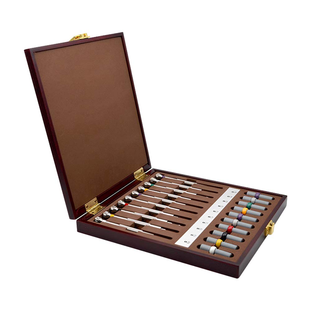 Professional Watchmaker Tools Set - 10PCS Screwdriver Kit with 20PCS Blades & Wooden Case for Watch, Eyeglass, and Electronics Repair | Precision Repair Tools for Watchmakers, Jewelers, and DIY Enthusiasts | Ideal for Watch Maintenance, Eyeglass Adjustment, and Small Electronics Fixes