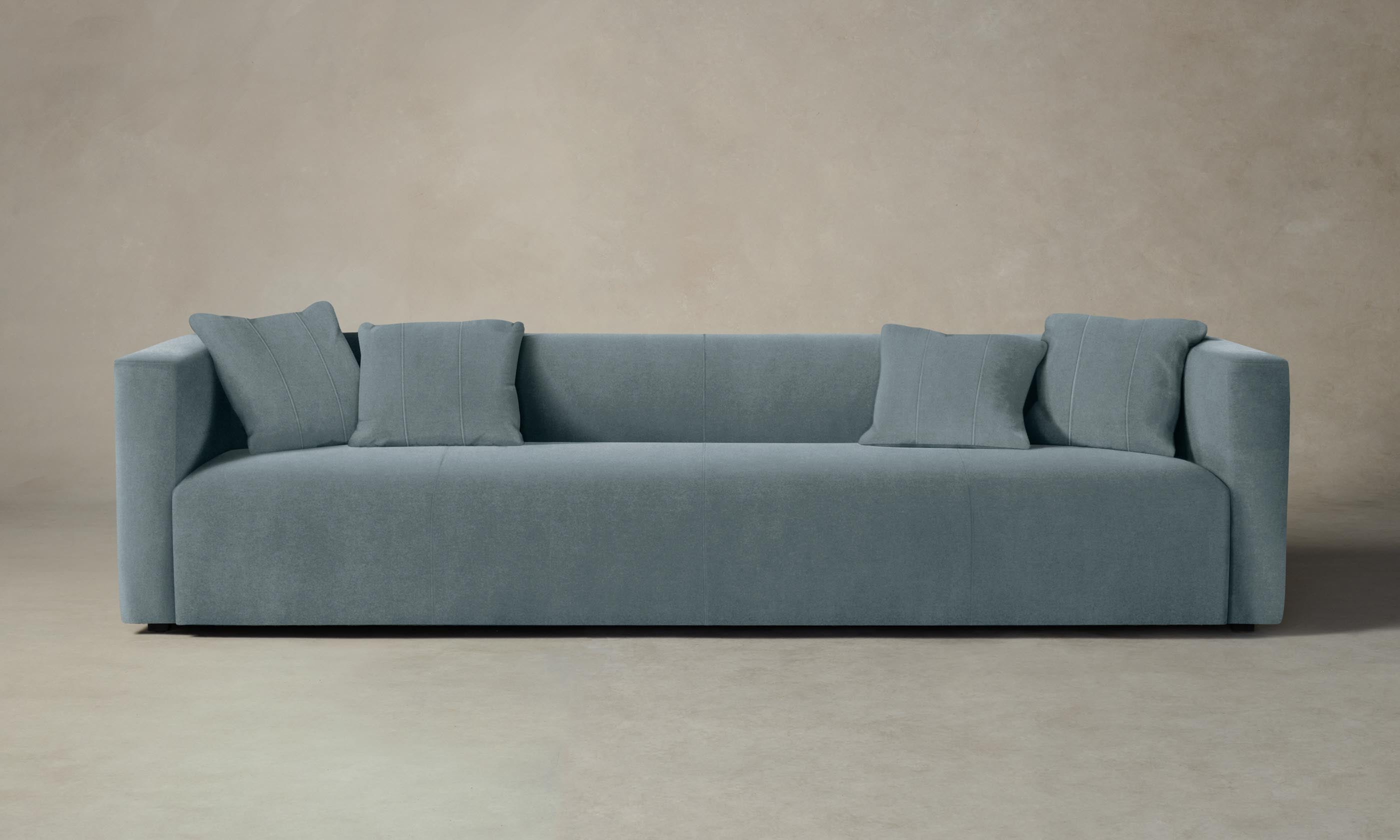 The Breuer Sofa - Modern Performance Velvet Sky Blue Upholstered Couch for Living Room, Lounge & Office - Stylish Comfortable Seating for Home & Workspace