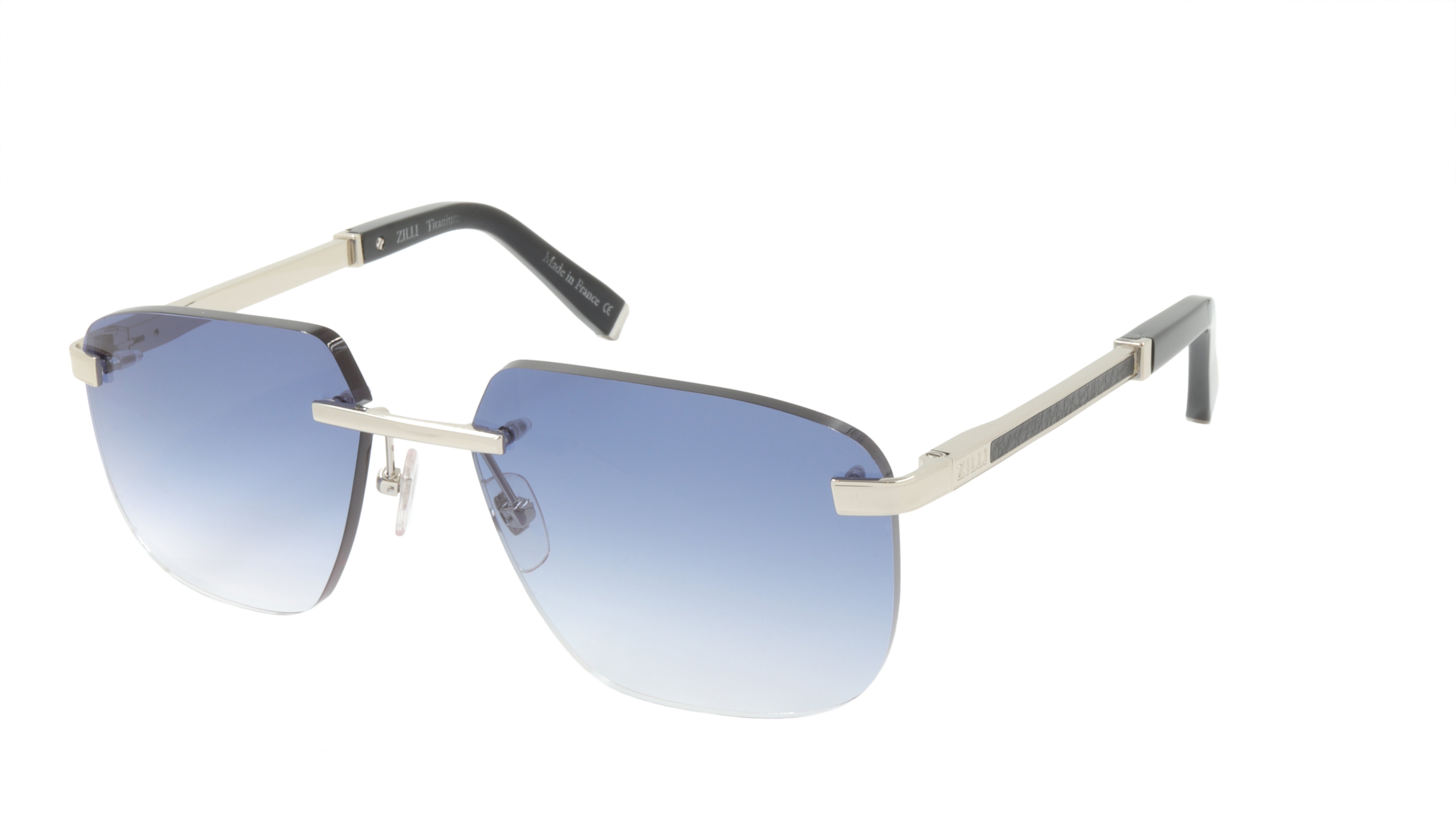 Luxury ZILLI Sunglasses - Titanium & Acetate Frame with Genuine Leather Details | Handmade in France | Model ZI 65041 C03 | Gradient Lens | Perfect for Fashion, Travel & Outdoor Activities