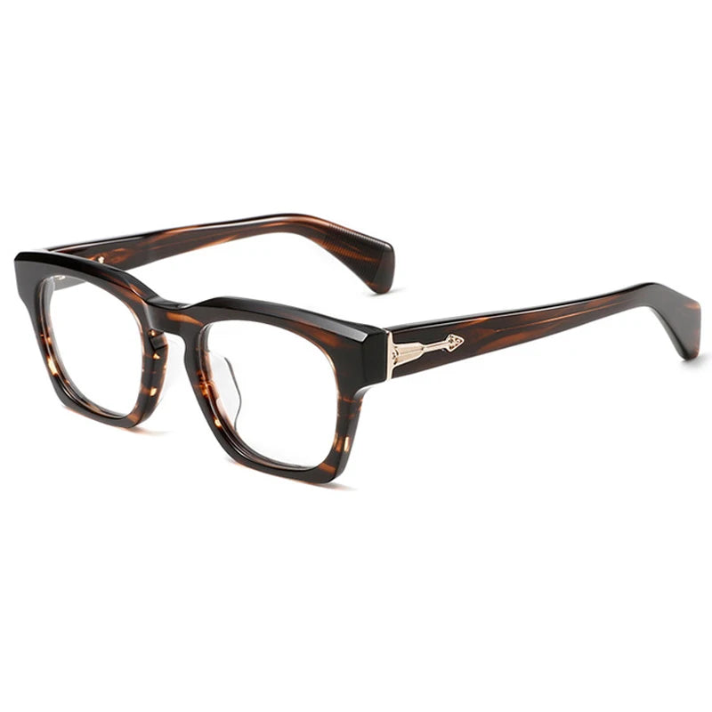 Aror Unisex Full Rim Square Thick Acetate Eyeglasses 49305 - Classic Browline Frames for Men & Women - Perfect for Office, Reading & Fashion Accessories