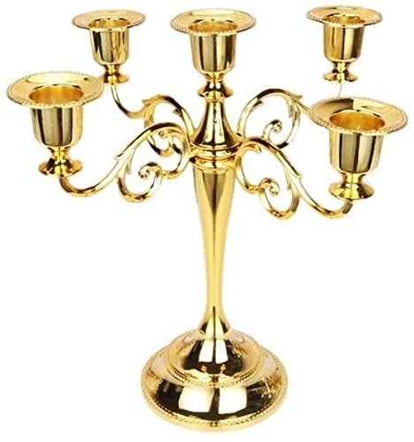 Vintage 5-Arm Rotating Metal Candelabra for Tables - Elegant Candle Holder for Romantic Dinners, Wedding Centerpieces & Home Decor - Perfect for Dining Room, Living Room & Special Occasions
