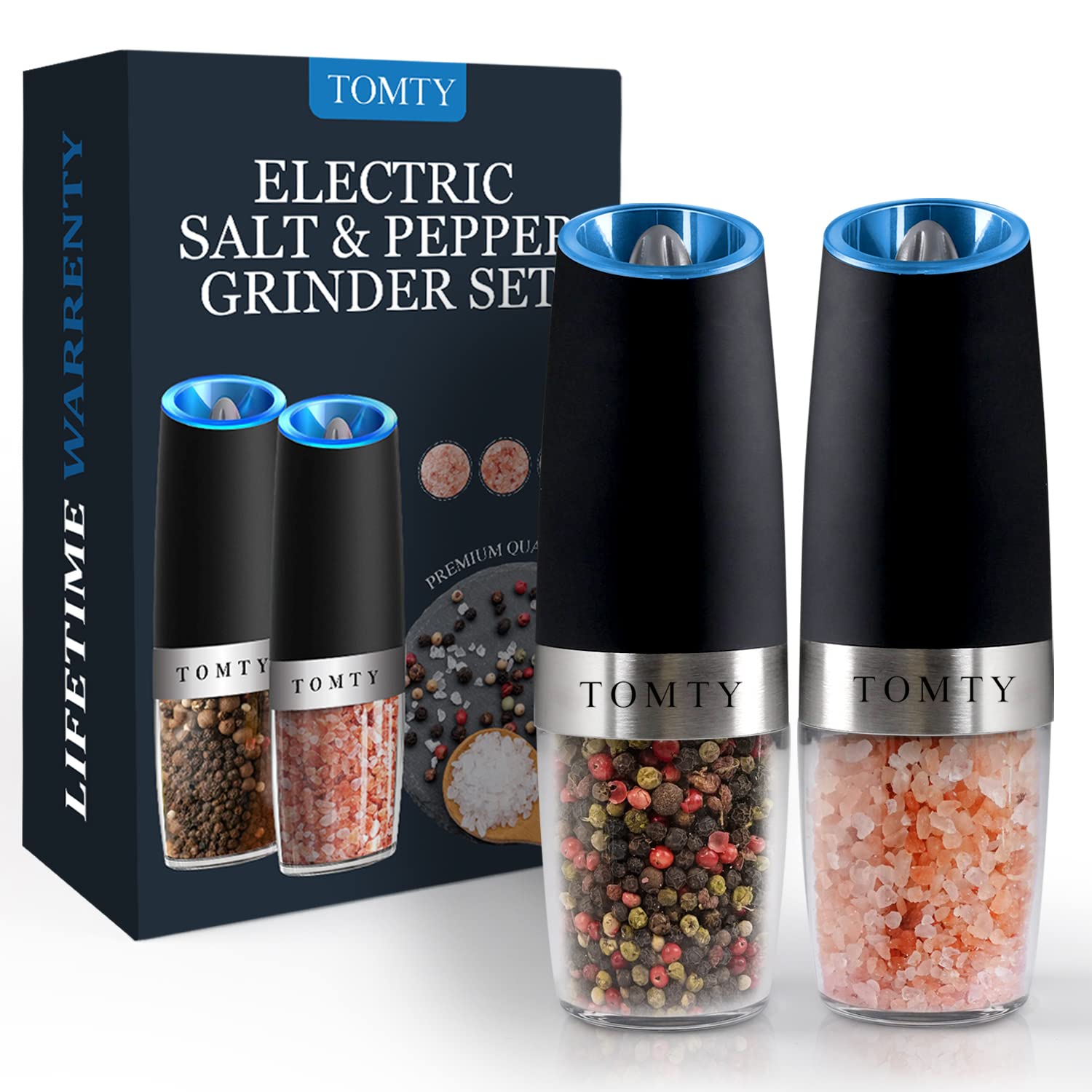 Premium Electric Salt and Pepper Grinder Set - Battery Operated Automatic Seasoning Shakers for Kitchen, BBQ & Dining - Perfect Housewarming Gift for Men & Women - Ideal for Cooking, Grilling & Entertaining