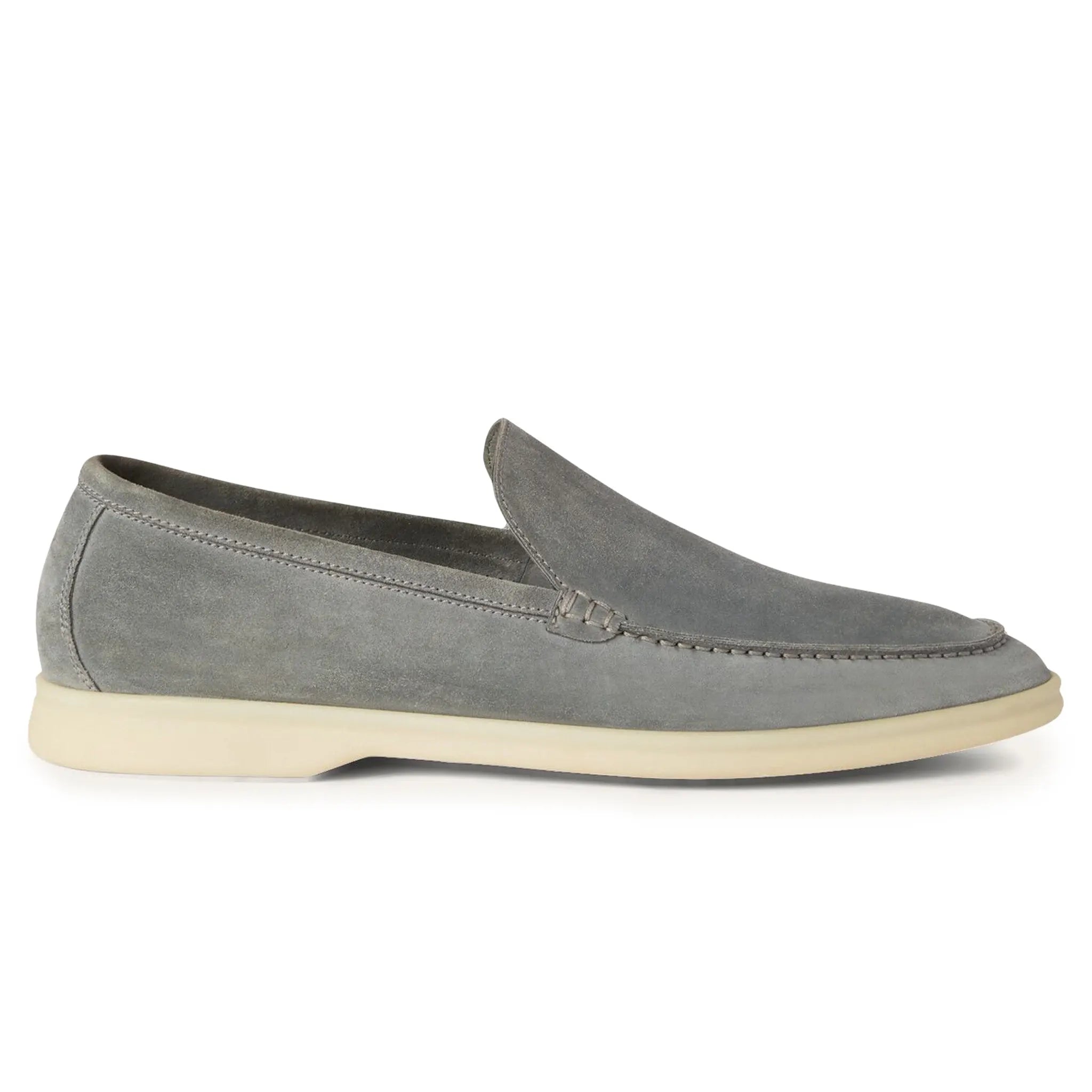 Loro Piana Summer Walk Suede Gull Grey Loafers for Men - Comfortable Casual Slip-On Shoes for Office, Travel & Daily Wear