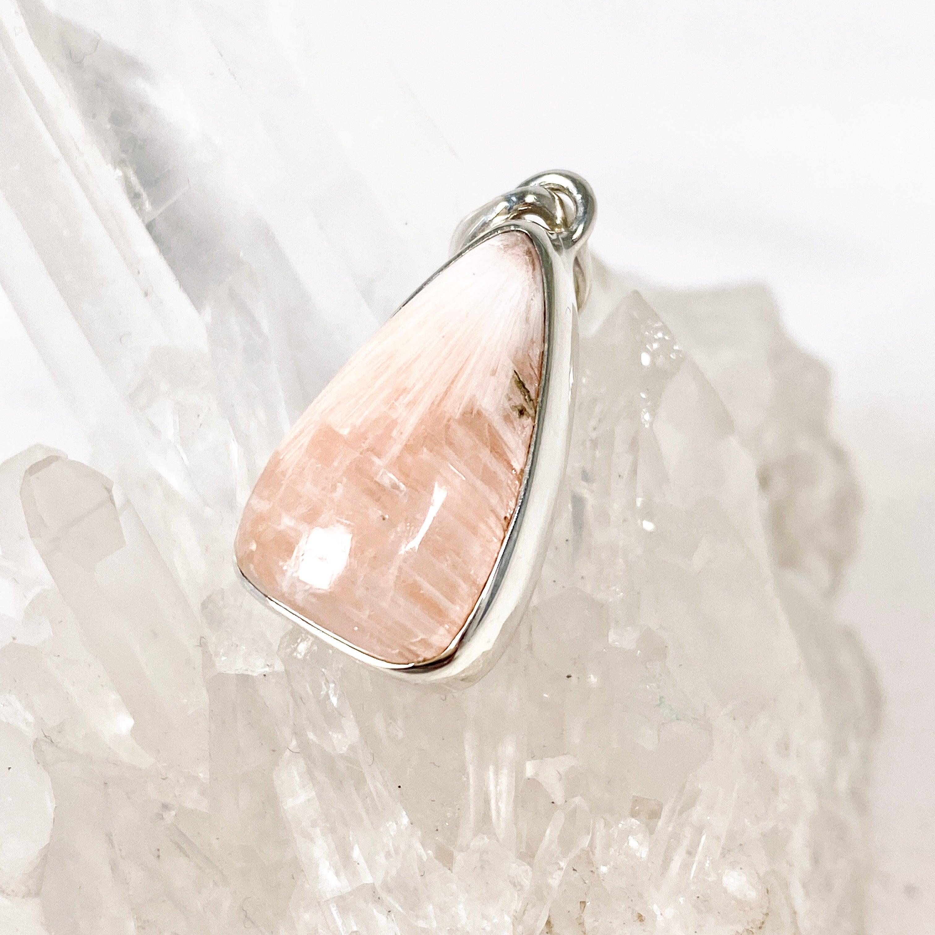 Natural Scolecite Teardrop Pendant Necklace - Healing Crystal Jewelry KPGJ3810 for Meditation, Energy Balancing & Spiritual Gifts