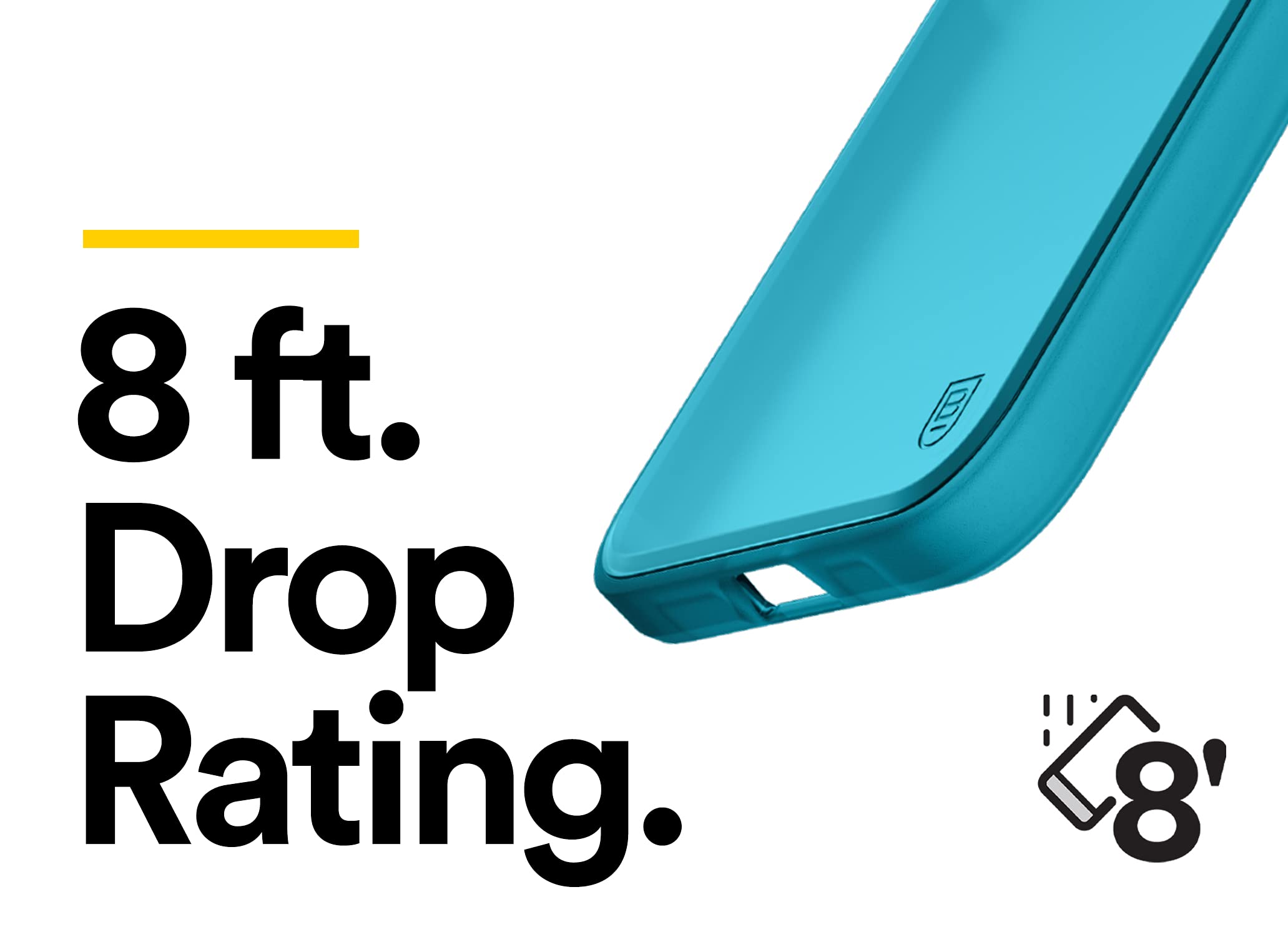 BodyGuardz Solitude Minimalist iPhone 13 Pro Max Case - Shockproof, No-Slip Grip, 8ft Drop Protection | Compatible with MagSafe & Qi Charging | Neon Blue | Perfect for Everyday Use & Outdoor Activities