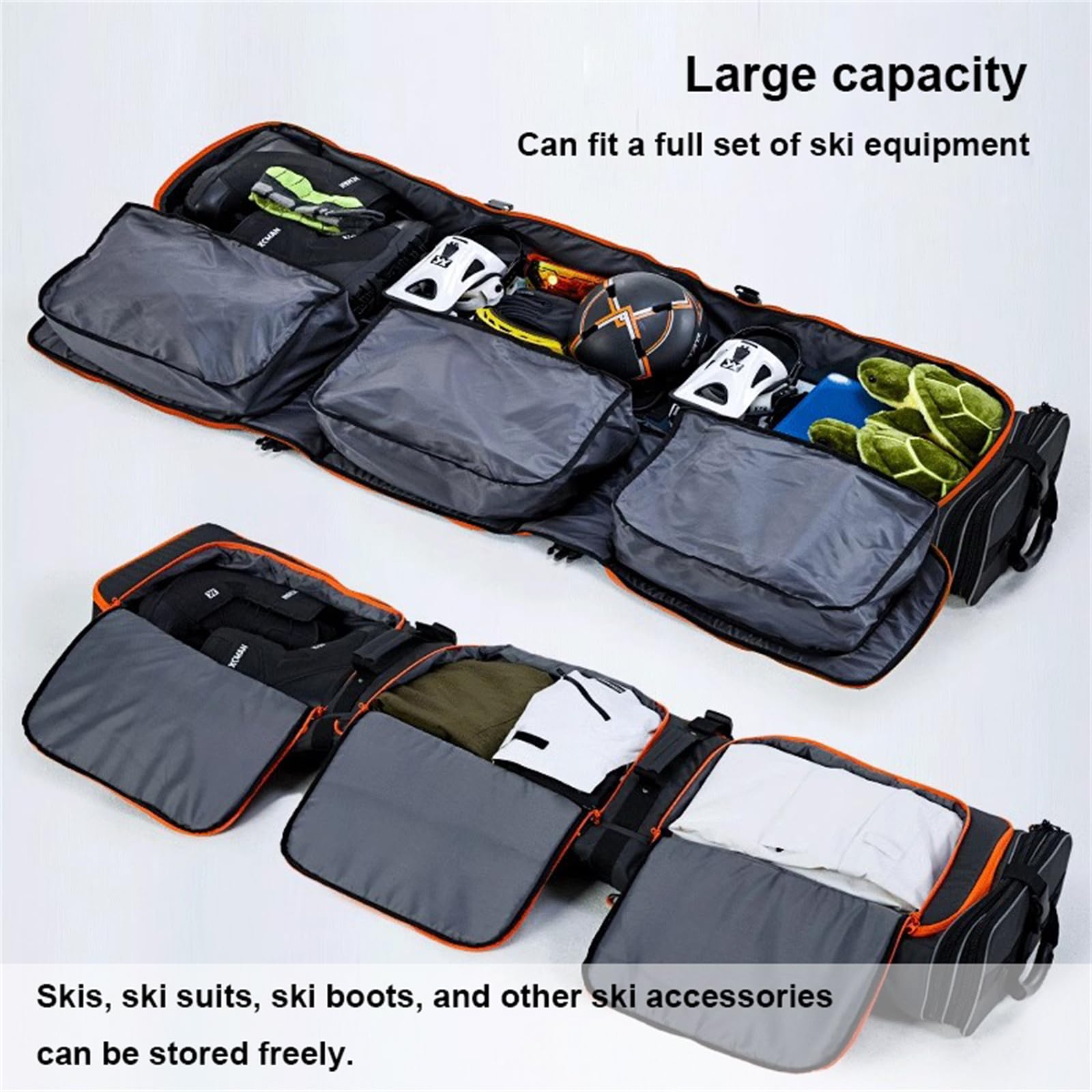 Waterproof Double Rolling Ski Bag with Wheels - Foldable Wheeled Snowboard Travel Bag for Airplane & Snowboarding Trips | Perfect for Air Travel & Winter Sports Gear Storage