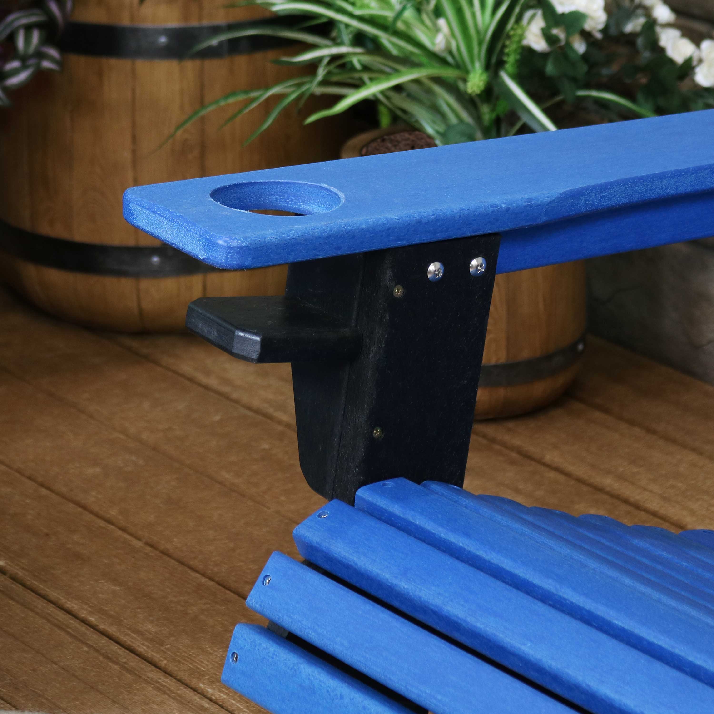 Durable All-Weather 2-Tone Outdoor Adirondack Chair with Cup Holder - Perfect for Patio, Garden, Poolside & Backyard Relaxation