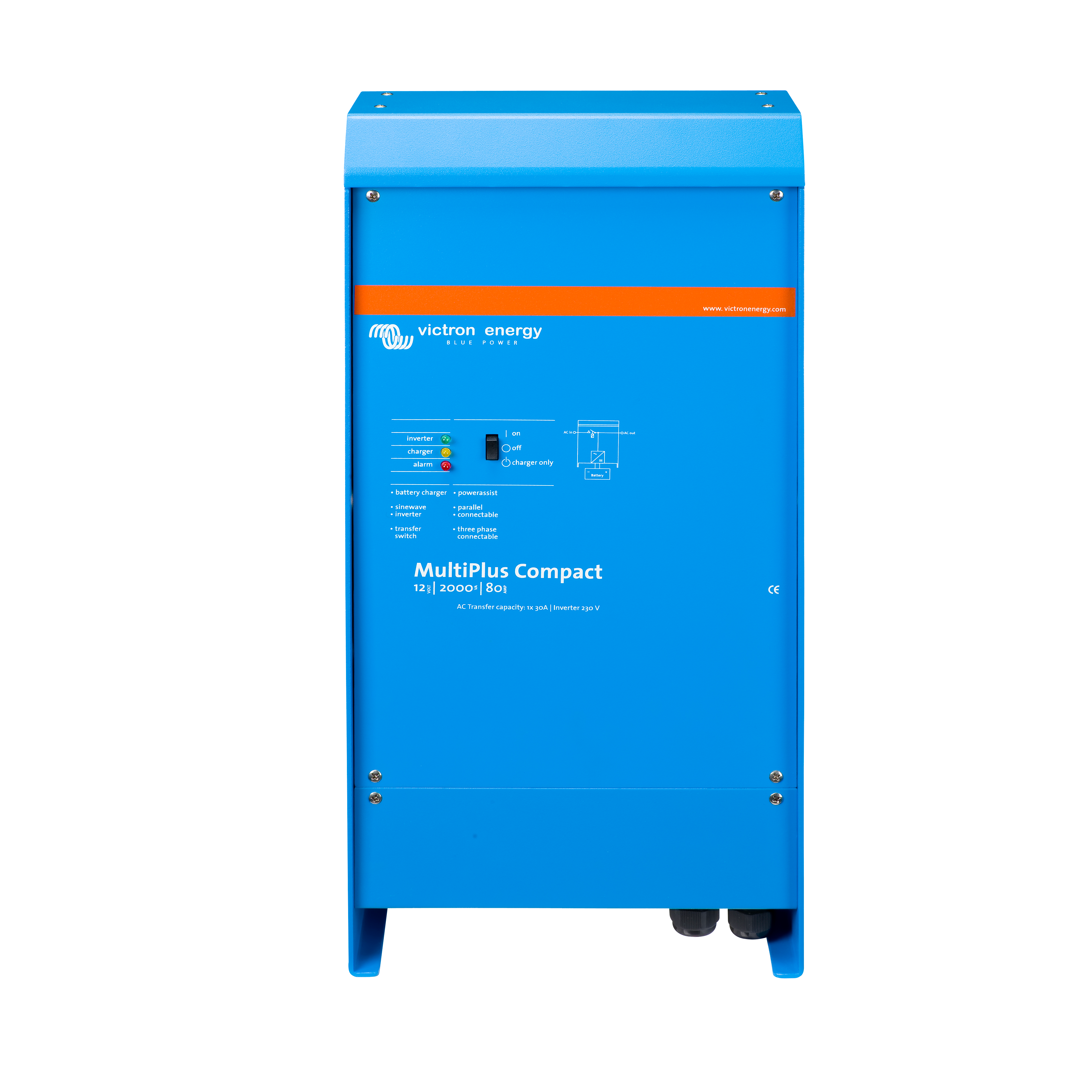 Victron Energy MultiPlus Compact 12/2000/80 50A 120V Inverter Charger with VE.Bus Technology | UL Certified Pure Sine Wave Power Inverter | Perfect for RVs, Boats & Off-Grid Solar Systems | Model CMP122200102