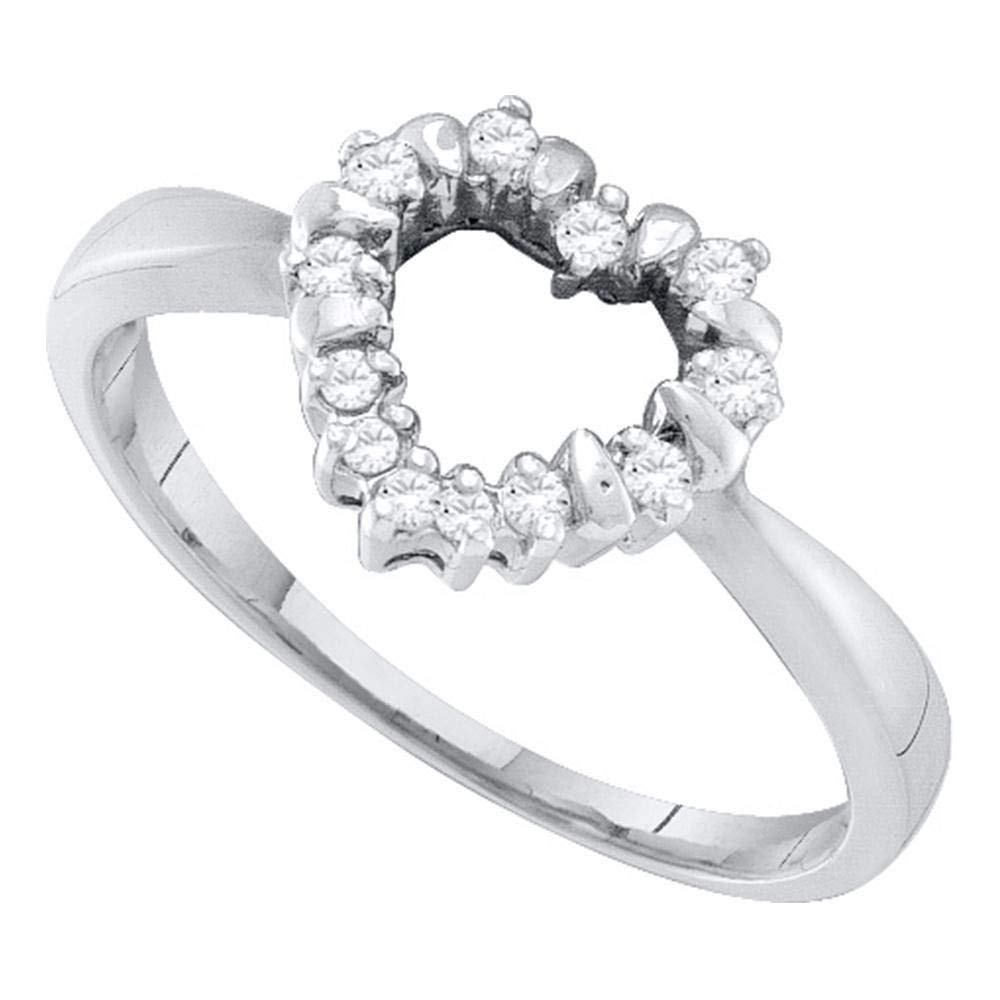 Dazzlingrock Collection 10k White Gold Women's Round Diamond Heart Outline Ring 1/8 CTW - Perfect for Valentine's Day Gifts, Anniversary Presents & Romantic Occasions