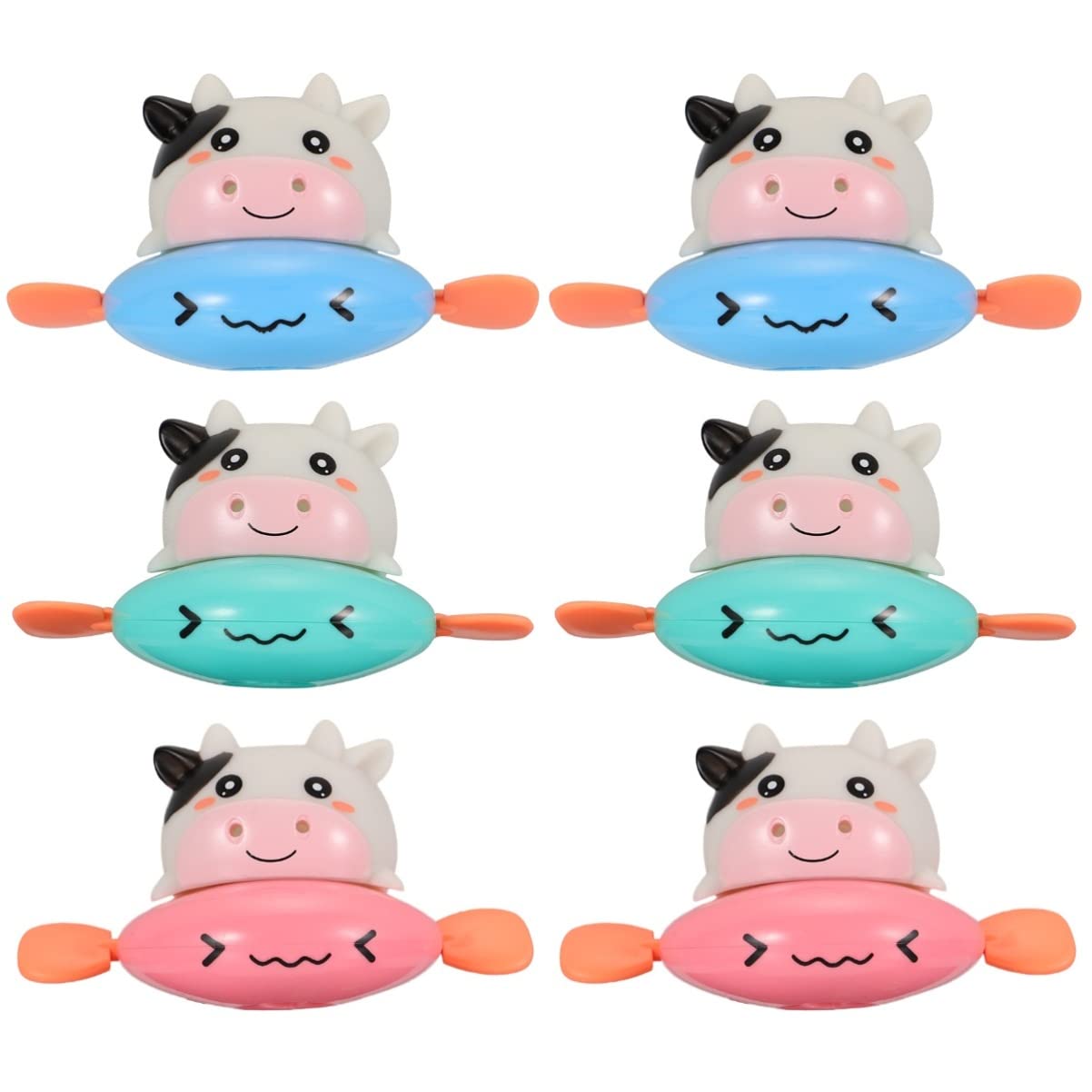 ABOOFAN 6-Piece Baby Bath Toys Set - Floating Cow Bath Toys for Toddlers, Cute Milk Cow Water Play Toys for Bathtime Fun - Perfect for Infants & Kids Bath Time, Sensory Play & Pool Parties
