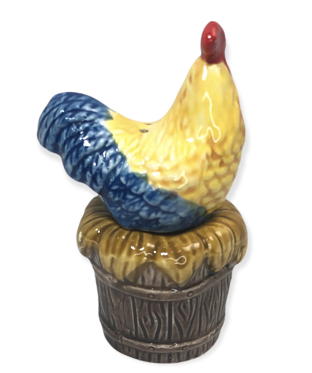 Handmade Stoneware Chicken on a Nest Salt and Pepper Shakers Set - Vintage Farmhouse Kitchen Decor for Dining Table, Country Cottage, or Rustic Themed Parties