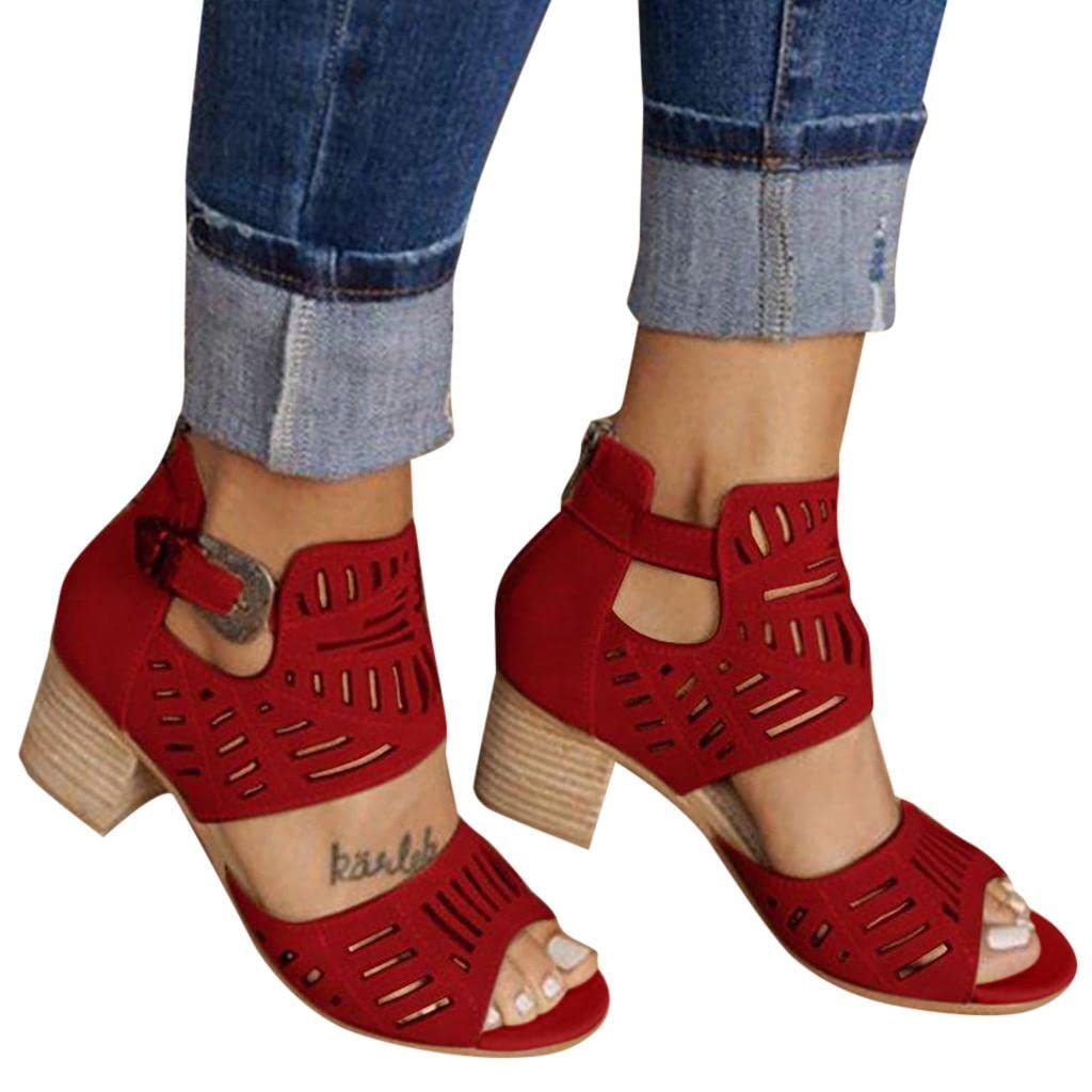 Women's Platform Sandals with Buckle - Chunky Heel Summer Casual Slip-On Wedge Shoes for Beach, Party & Everyday Wear | Fish Mouth Cutout Design Fashion Sandals