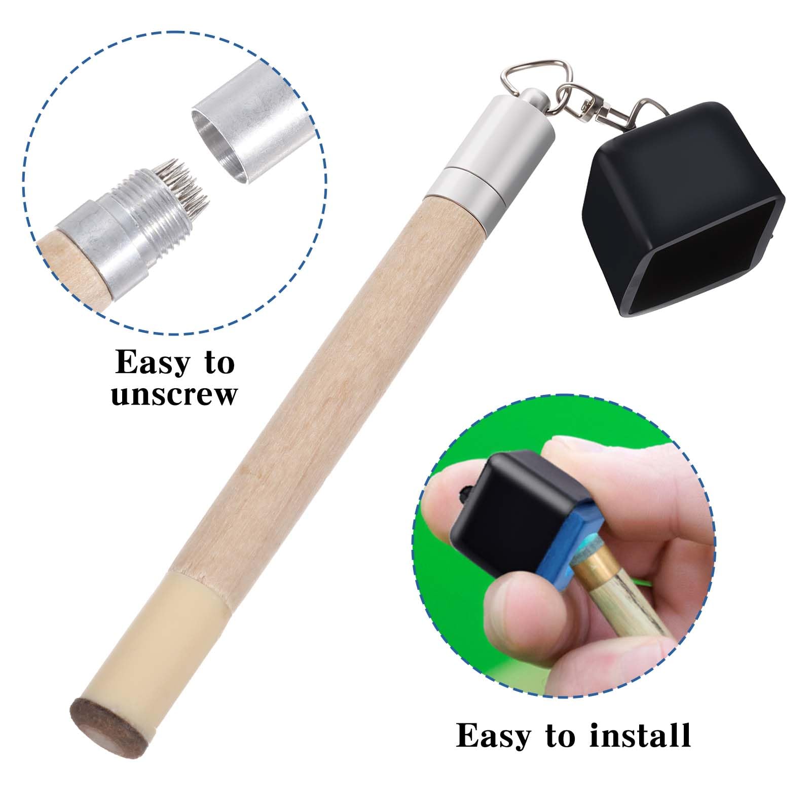 2 in 1 Billiards Chalk Holder & Cue Tip Shaper - Portable Pool Cue Accessories with Pricker for Snooker, Repair & Shaping - Perfect for Home Game Rooms & Professional Tournaments