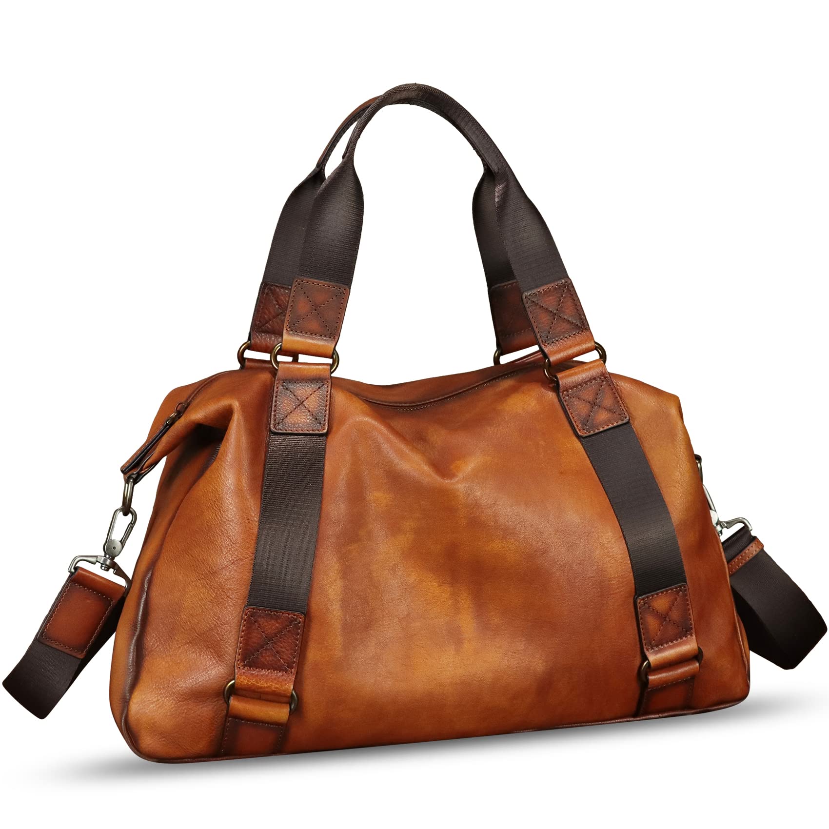 Premium Genuine Leather Duffel Bags for Men & Women - Travel Carry On Handbags, Gym Sports Shoulder Bag - Perfect for Business Trips, Weekend Getaways & Workout Sessions