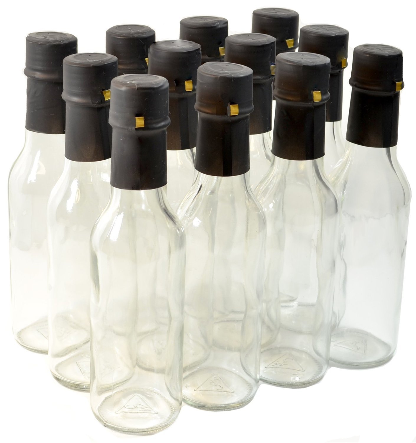 Clear Glass Woozy Bottles with Shrink Capsules - 5 Oz (Pack of 12) | Ideal for Hot Sauce, Olive Oil & DIY Craft Projects