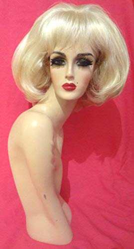 LITTLE SHOP OF HORRORS Drag Queen Wig - Platinum Blonde Audrey Bangs 1960s Vintage Handmade Wig (Black/Brown/Auburn/White) | Pinup Retro Hair for Halloween, Christmas Costume, Theatre, Film, Birthday Party & Cosplay