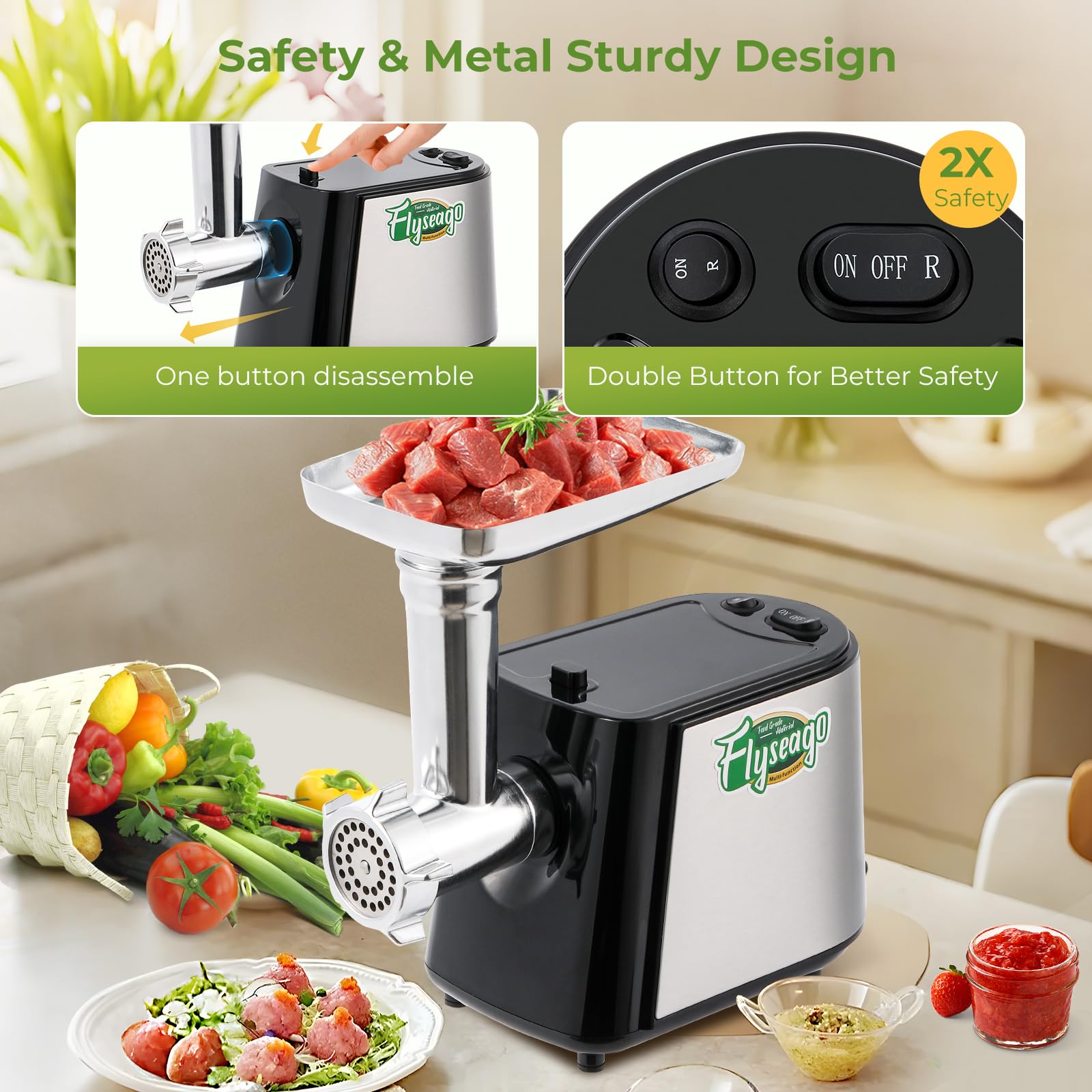 3000W Electric Meat Grinder & Cheese Grater - Multifunctional Kitchen Appliance with Juicer, Vegetable Cutter, Sausage Stuffer & Kubbe Kit - Perfect for Home Cooking, Meal Prep & BBQ Parties