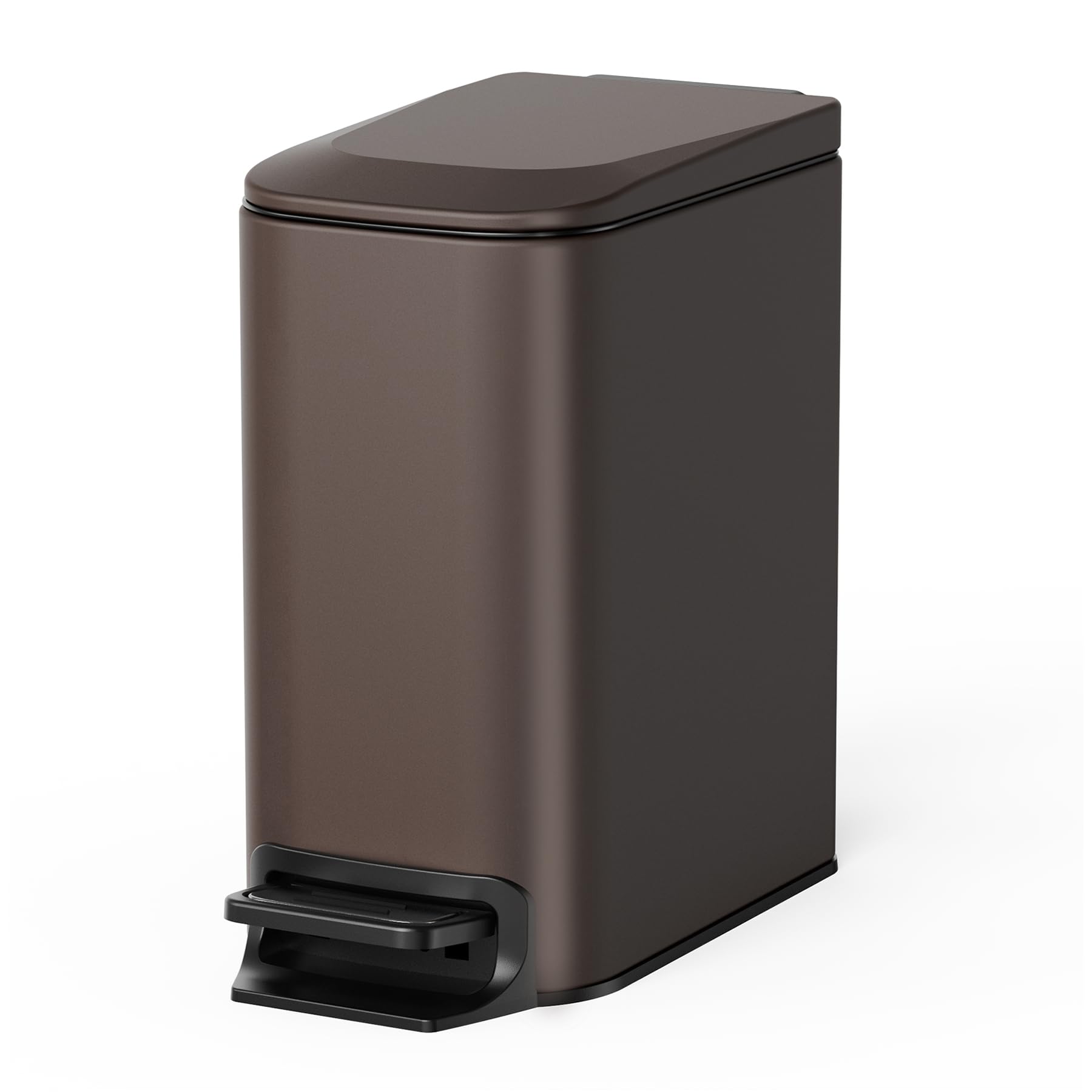 Cesun 6L/1.6 Gallon Stainless Steel Bathroom Trash Can with Soft Close Lid & Step Pedal - Removable Inner Bucket, Anti-Fingerprint Finish (Brown) - Perfect for Bathrooms, Kitchens, Offices & Small Spaces