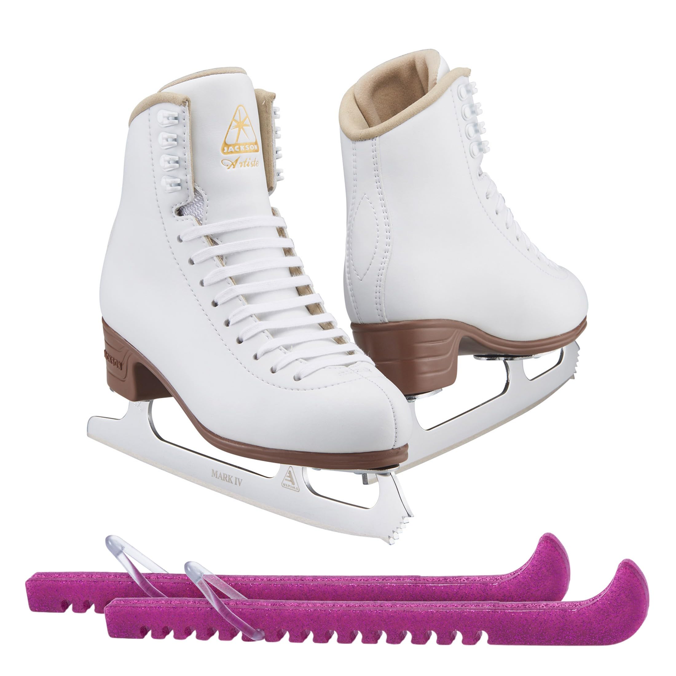 Jackson Ultima Artiste Figure Ice Skates for Women & Girls - White Color, Improved Design (2019 Model) with Skate Guards | Professional Figure Skating, Ice Shows & Recreational Skating