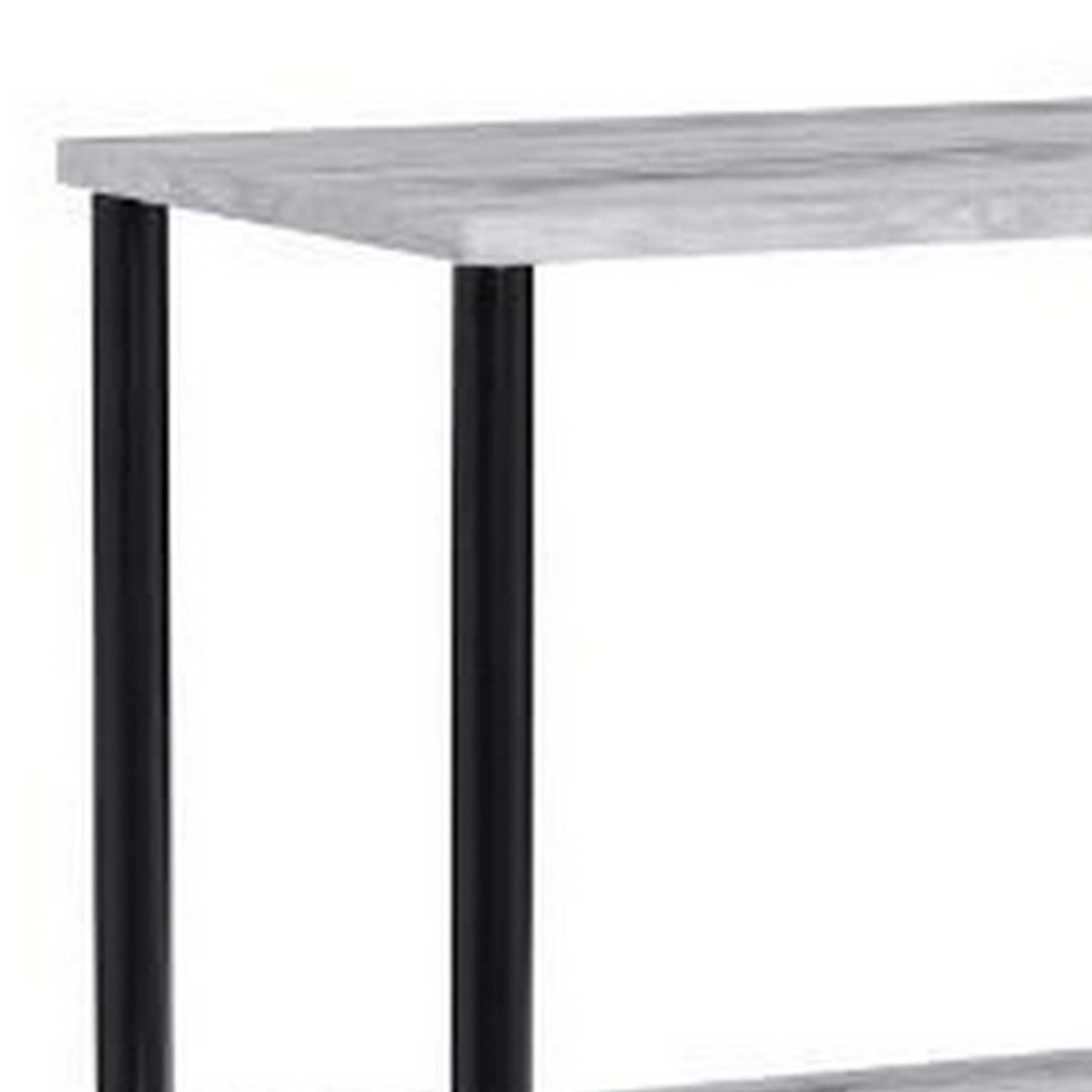 Benjara BM237179 4-Tier Bookshelf with Metal Tubular Legs, Antique White - Perfect for Living Room, Office, or Bedroom Storage & Display